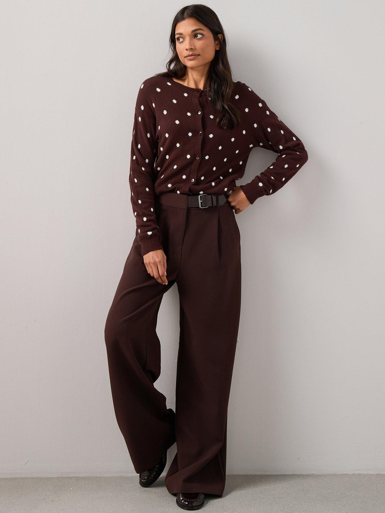the-very-collection-polka-dot-knitted-cardigan-chocolateback
