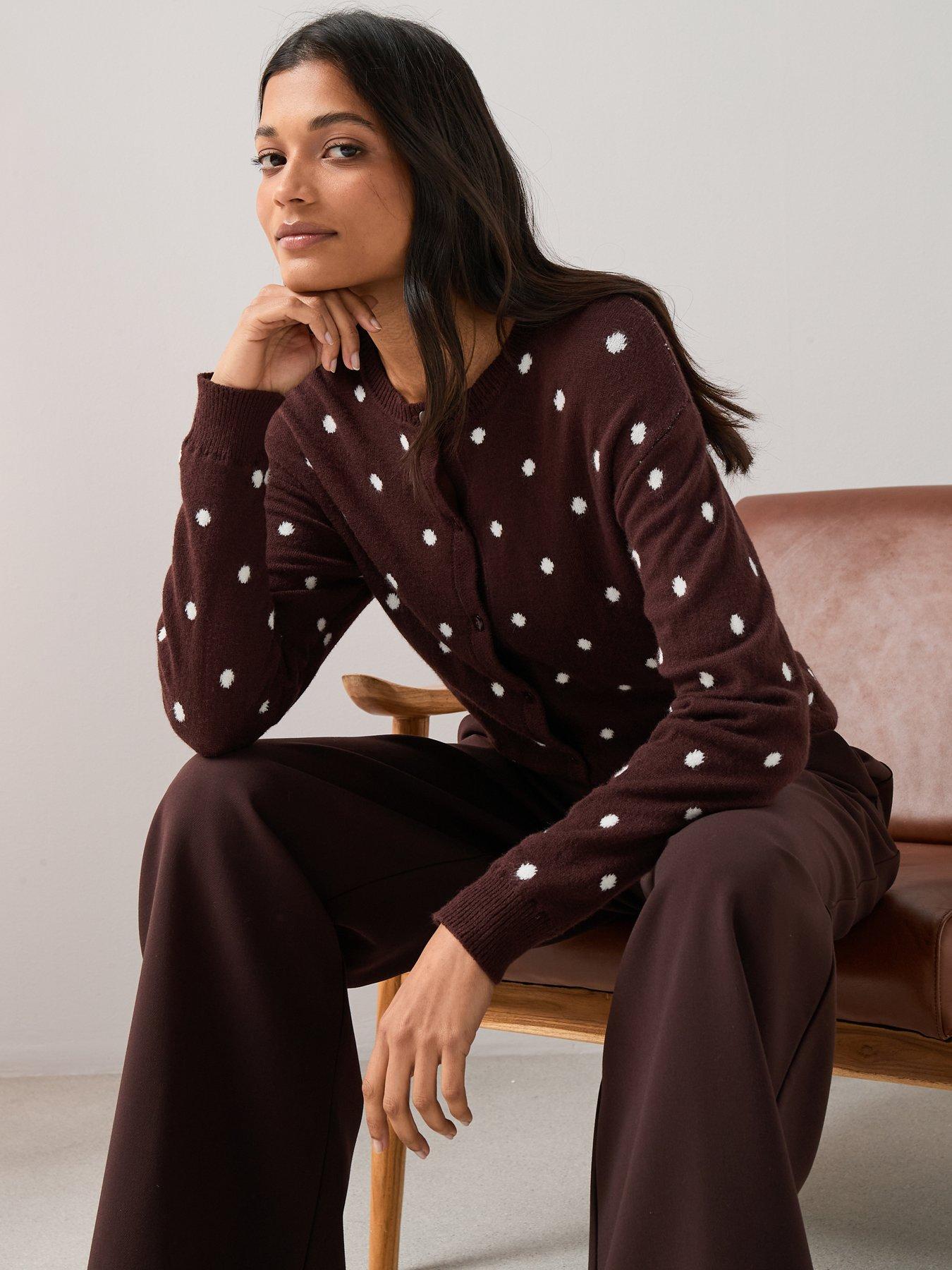 the-very-collection-polka-dot-knitted-cardigan-chocolateoutfit
