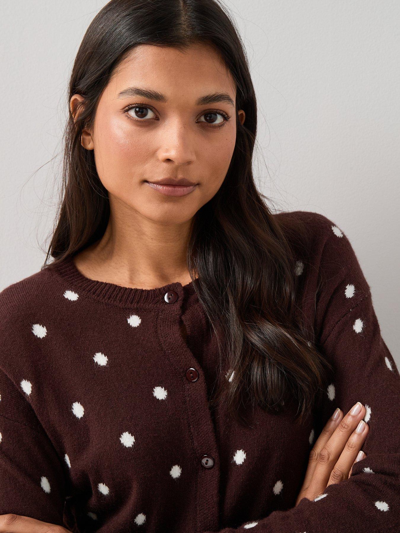 the-very-collection-polka-dot-knitted-cardigan-chocolatedetail
