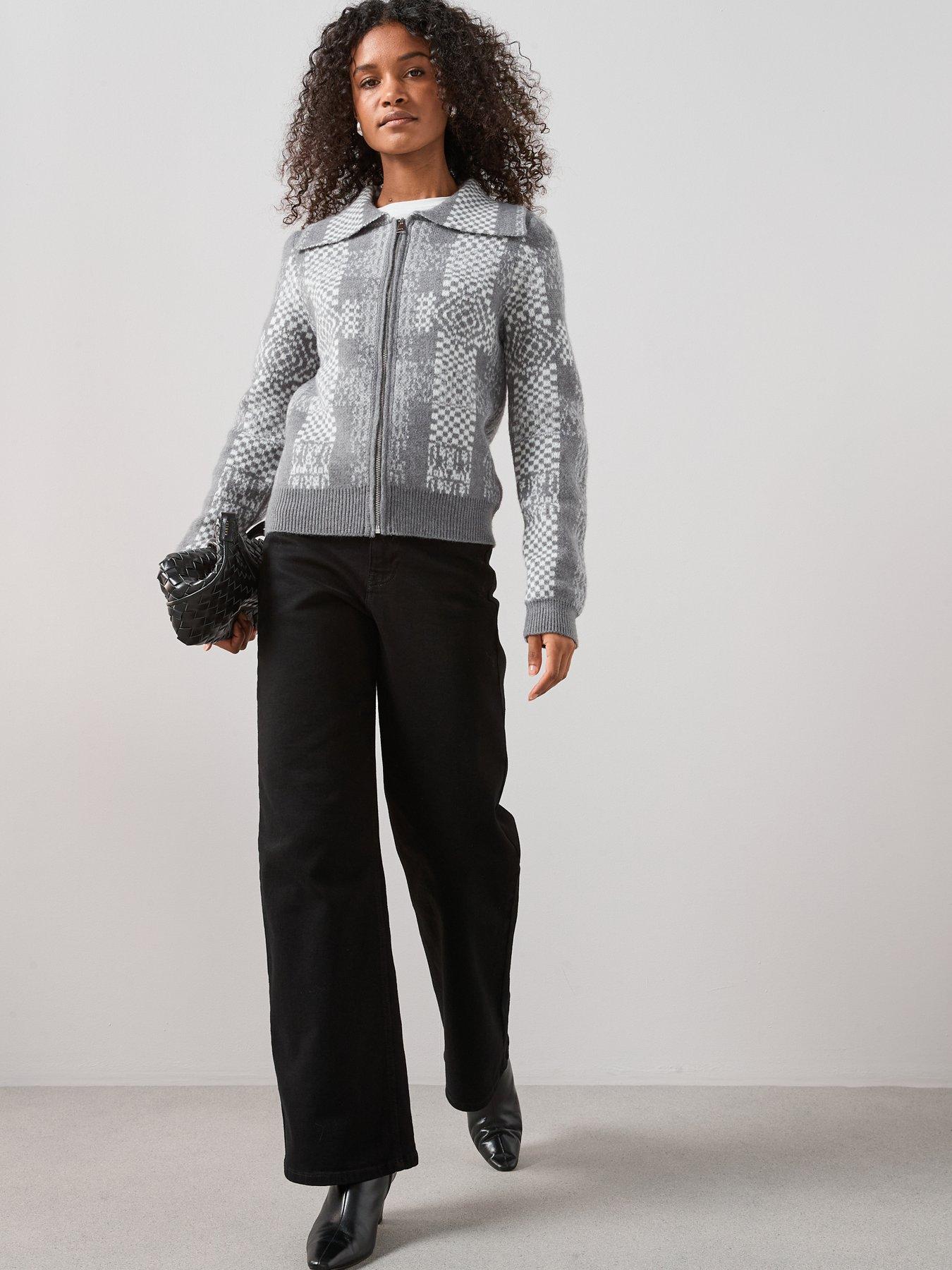 the-very-collection-zip-through-checked-knitted-jacket-greyback