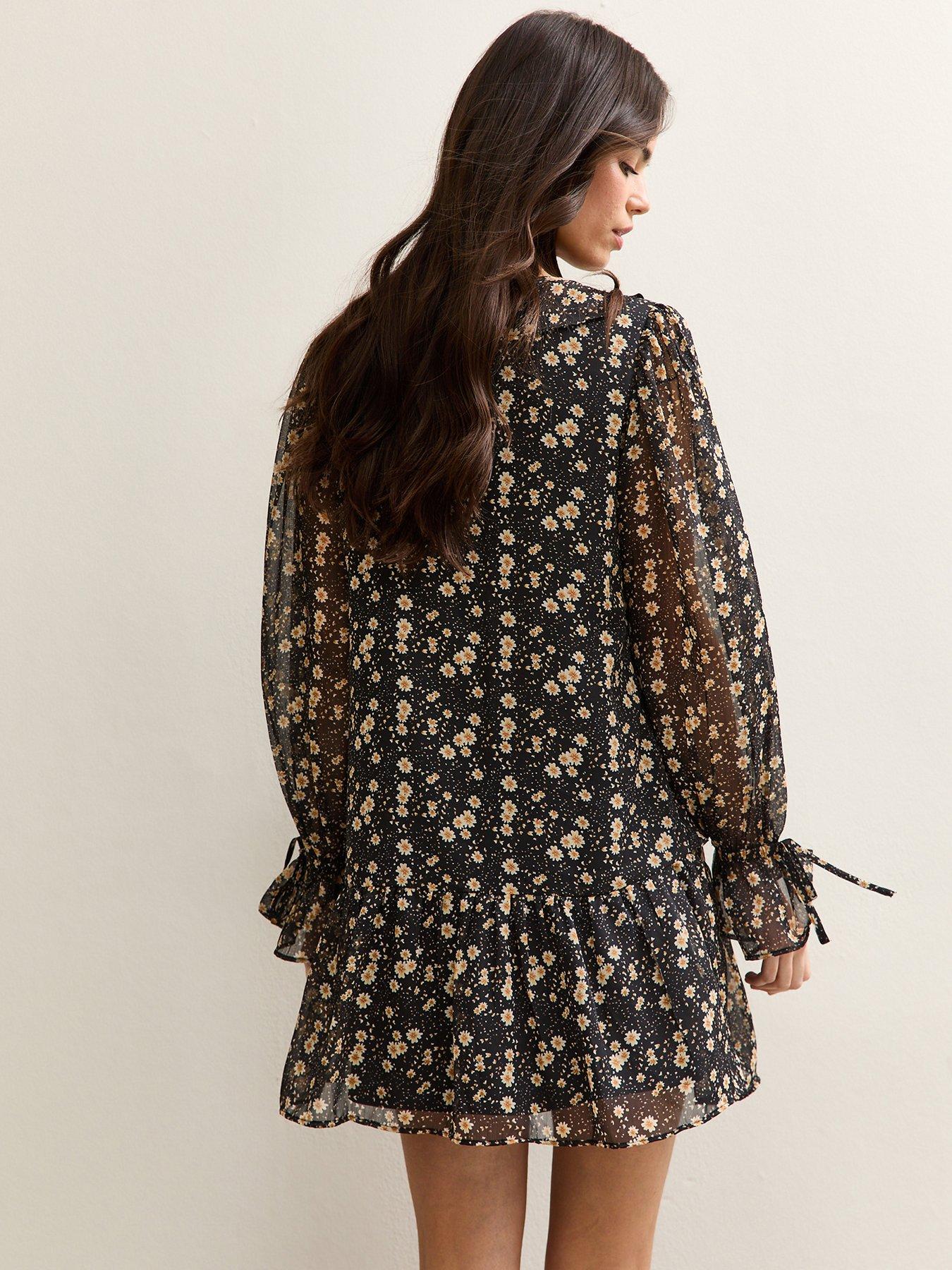 new-look-floral-chiffon-frilly-mini-dress-blackstillFront