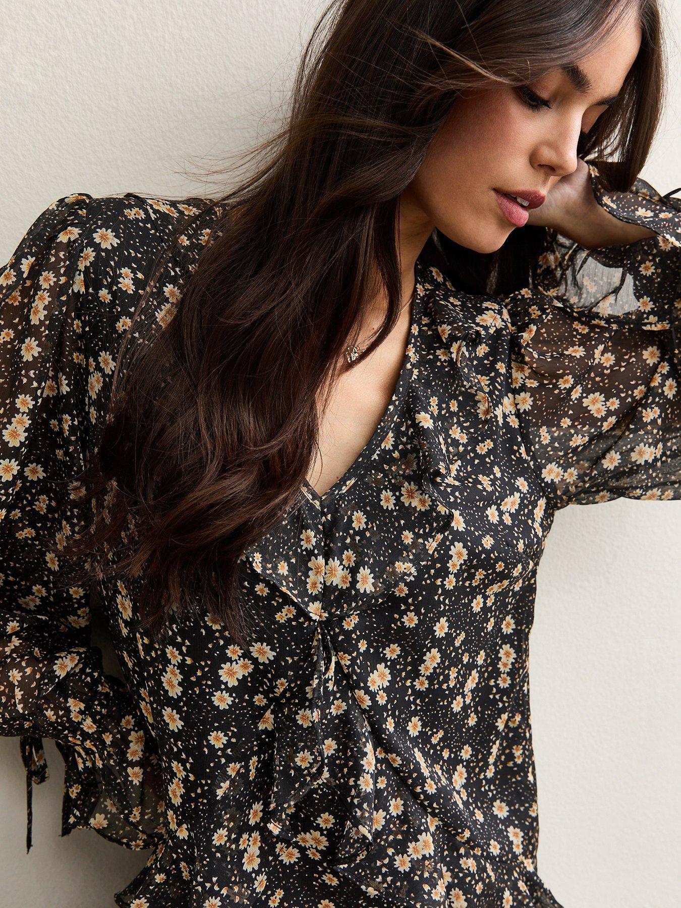 new-look-floral-chiffon-frilly-mini-dress-blackoutfit