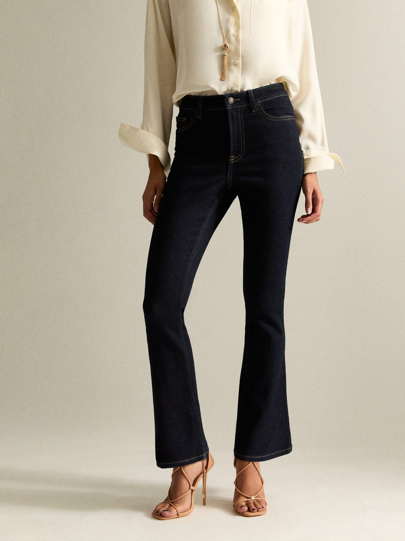 New Look Montana Crease Front Flare Jeans - Blue