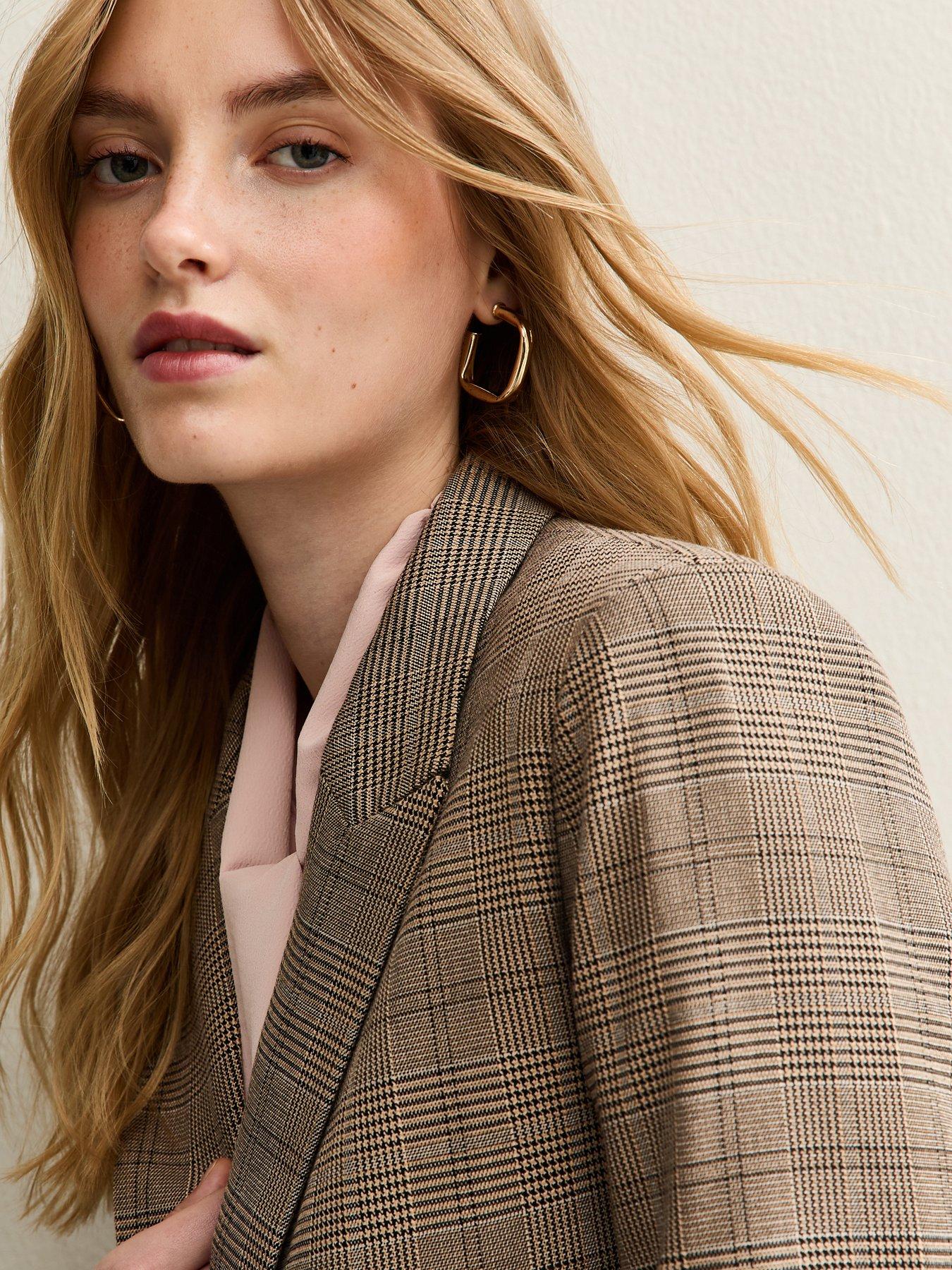 new-look-brown-checked-single-breasted-blazerdetail