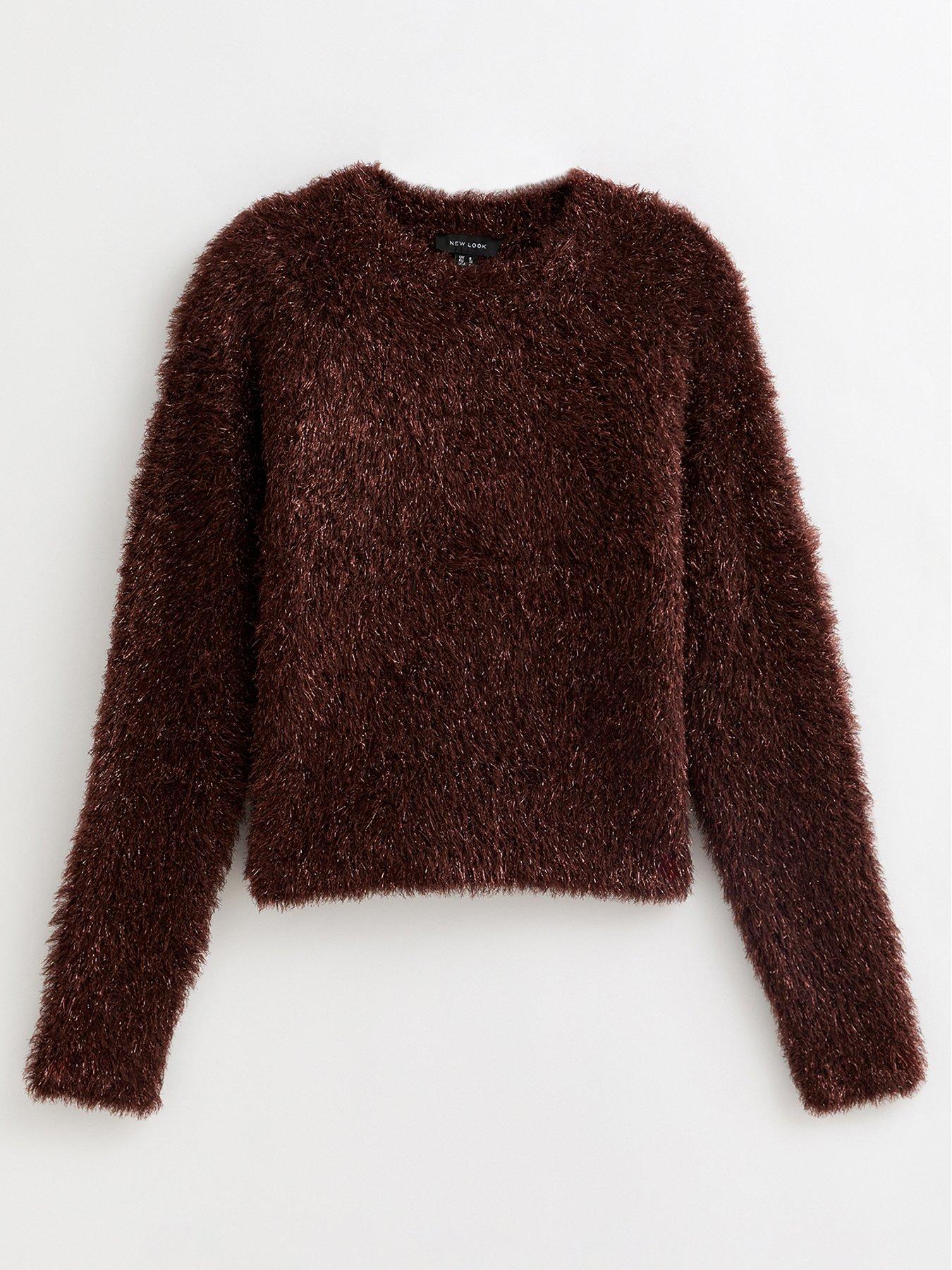 new-look-brown-sparkle-knit-crew-neck-jumperdetail