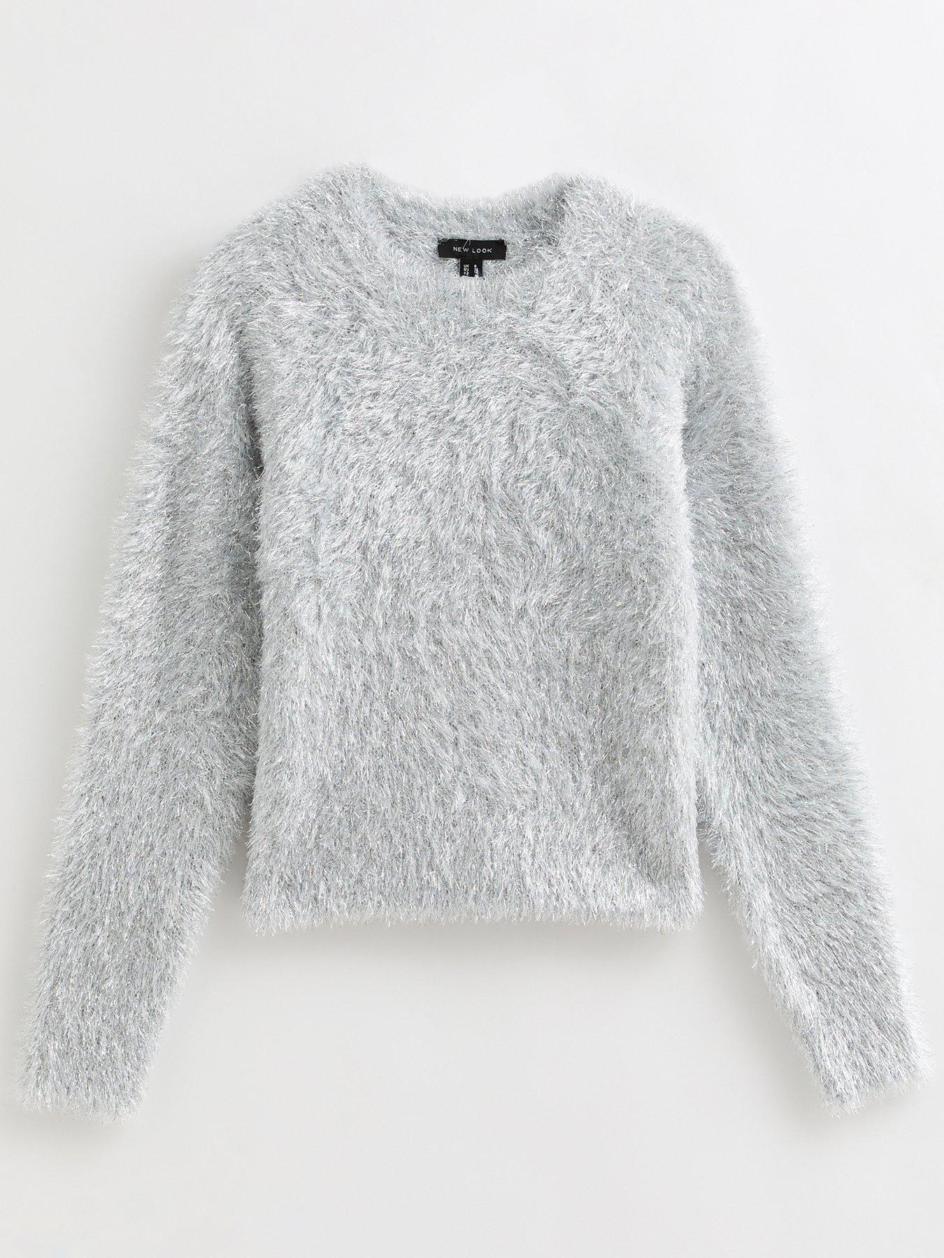 Image 6 of 6 of New Look Grey Sparkly Knit Crew Neck Jumper