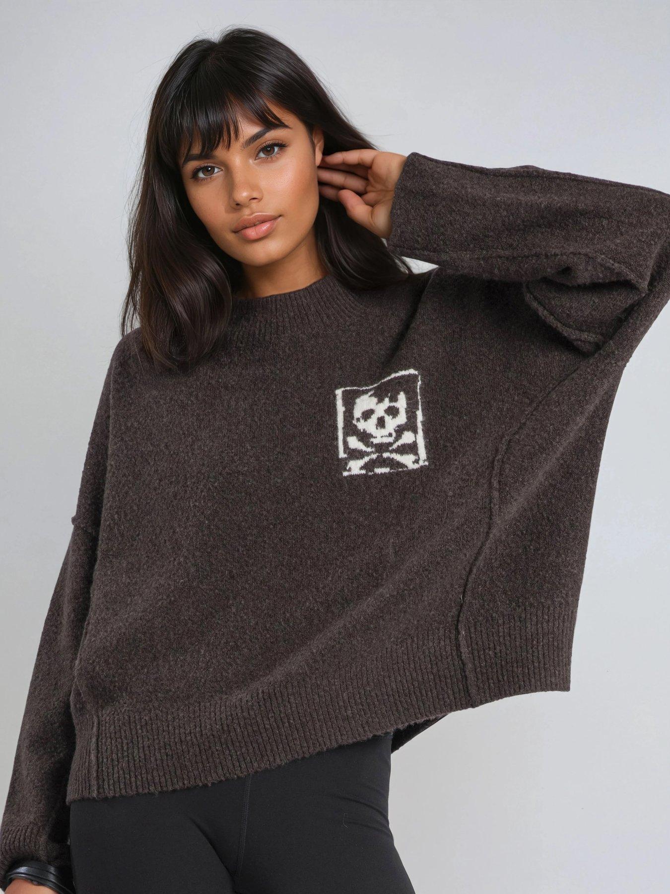 Religion Skull Jacquard Jumper - Brown