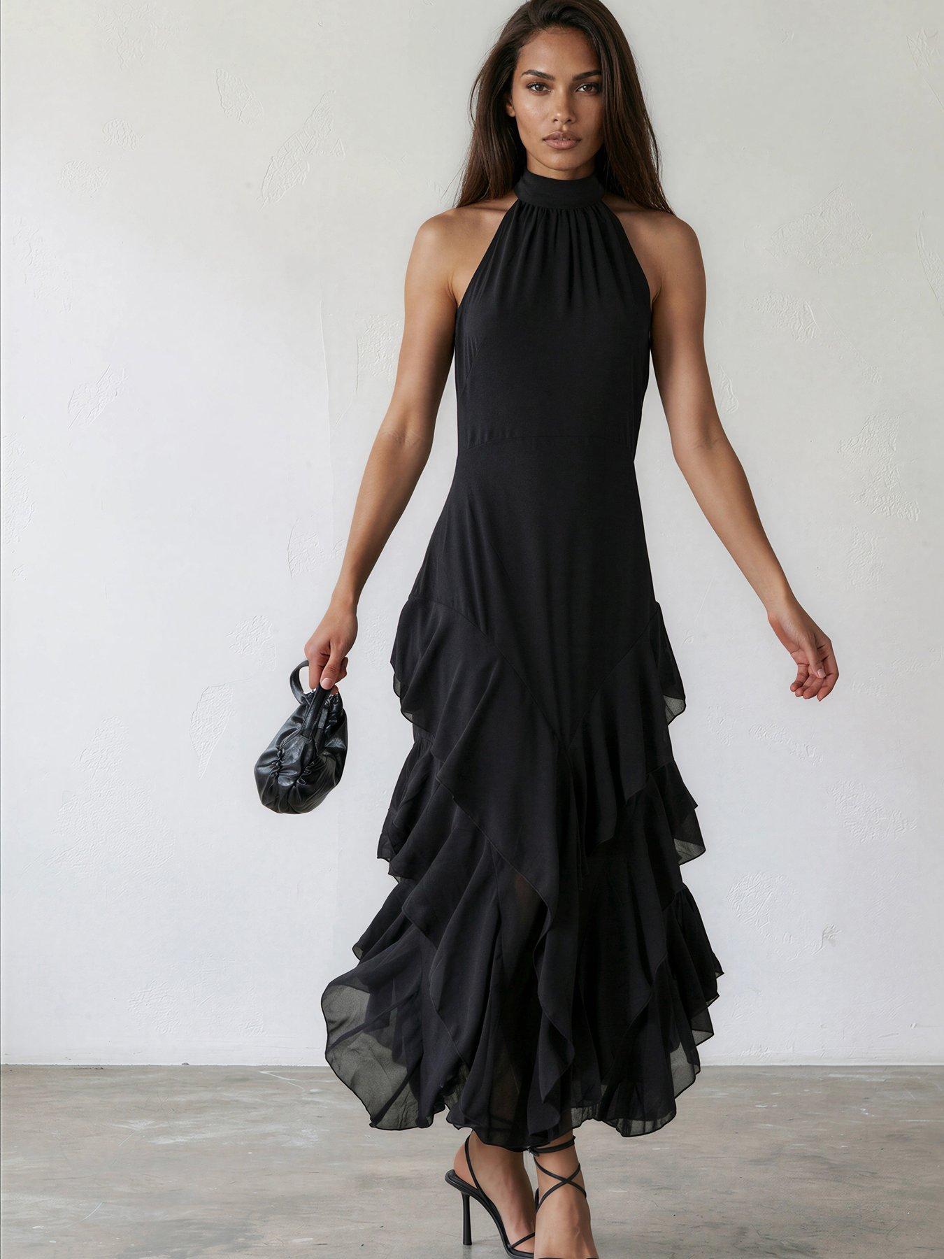 religion-taylor-ruffle-skirt-maxi-dress-black