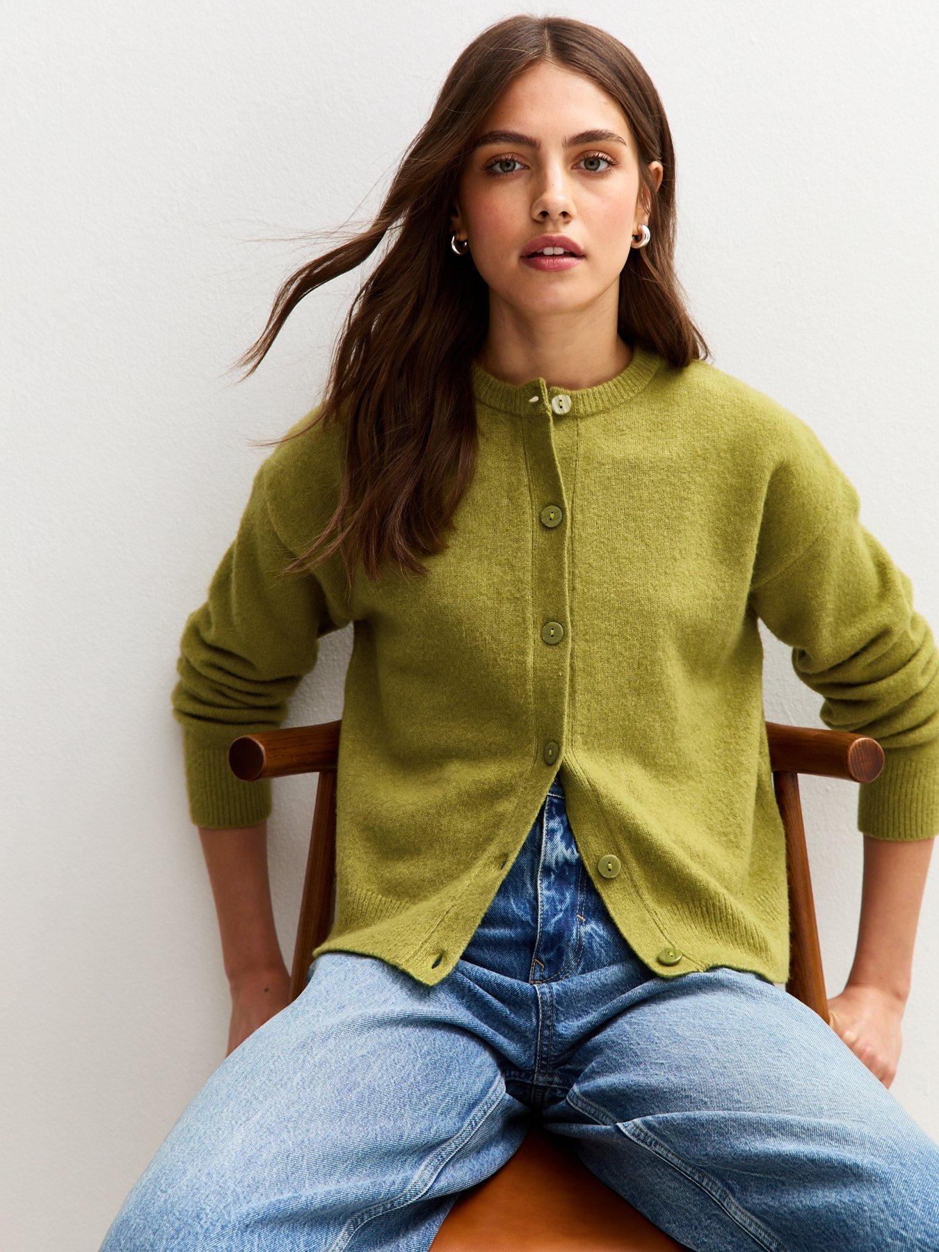 New Look Green Crew Neck Knit Cardigan