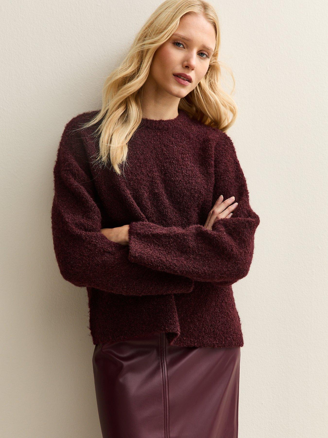 New Look Dark Burgundy Boucle Knit Jumper