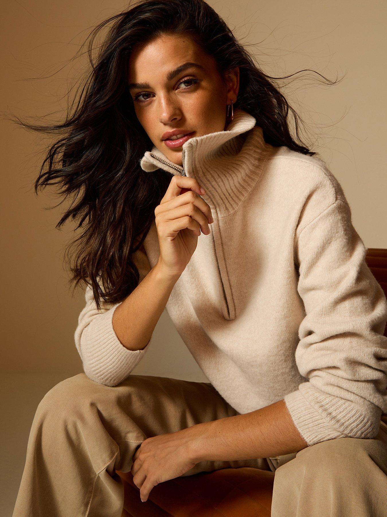 new-look-cream-collared-half-zip-jumper