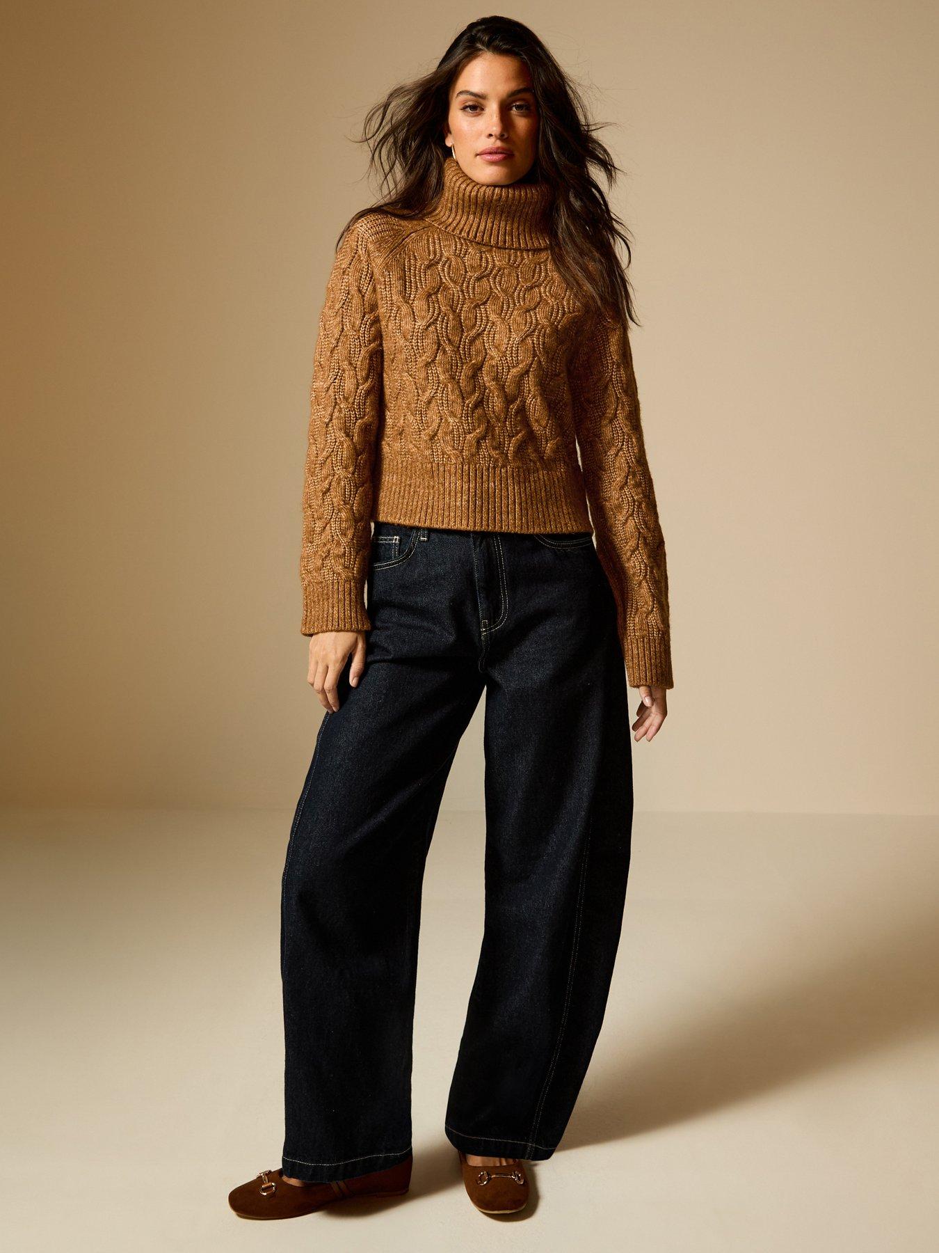 new-look-tan-cable-knit-roll-neck-jumperback