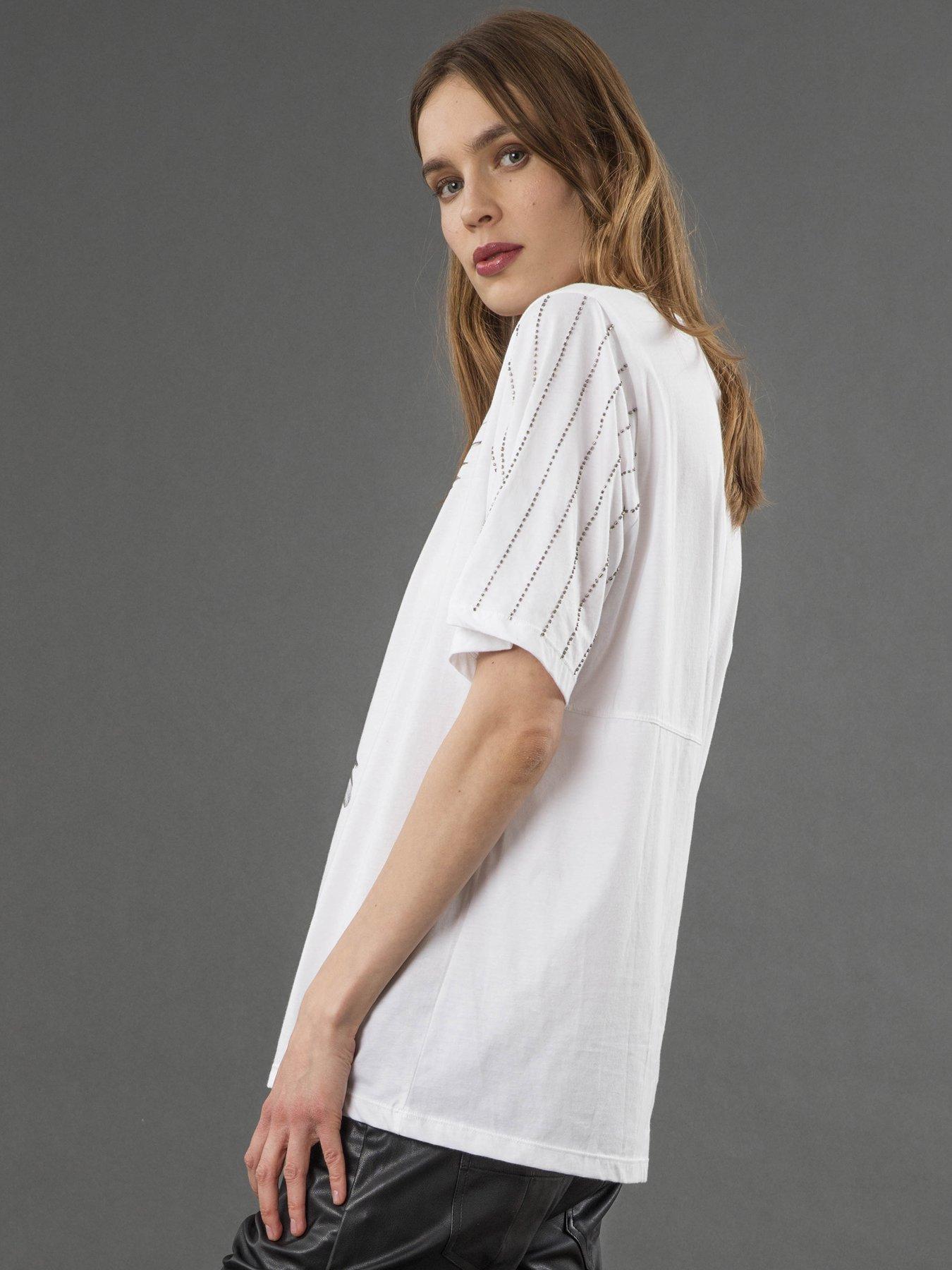 Image 5 of 6 of Religion Oversized Boxy Eagle Embellished T-shirt - White