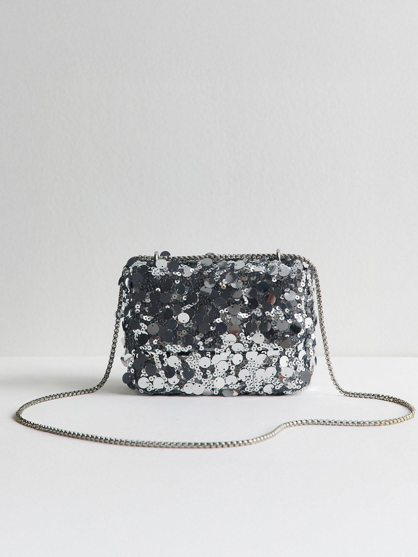 Image 1 of 5 of New Look Silver Sequin Cross Body Bag