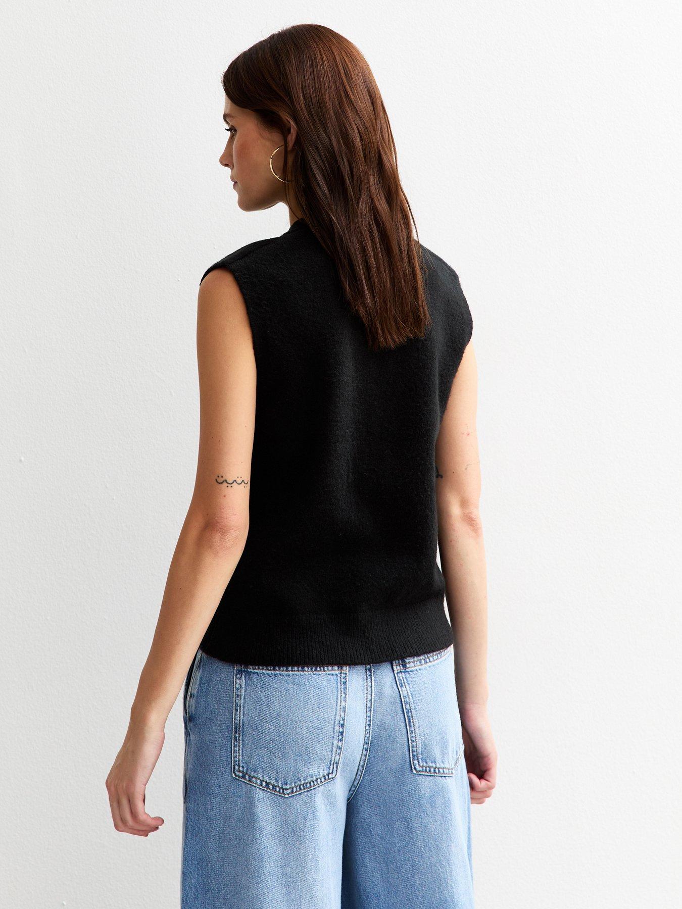 new-look-black-button-up-knit-waistcoatstillFront