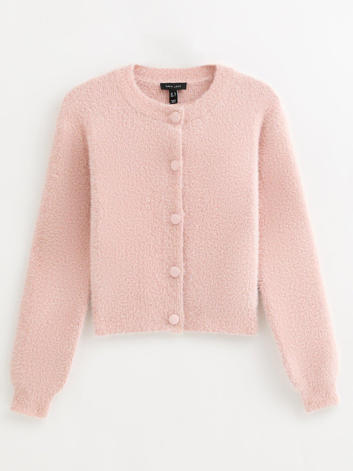 new-look-pink-fluffy-texture-crew-neck-cardigandetail