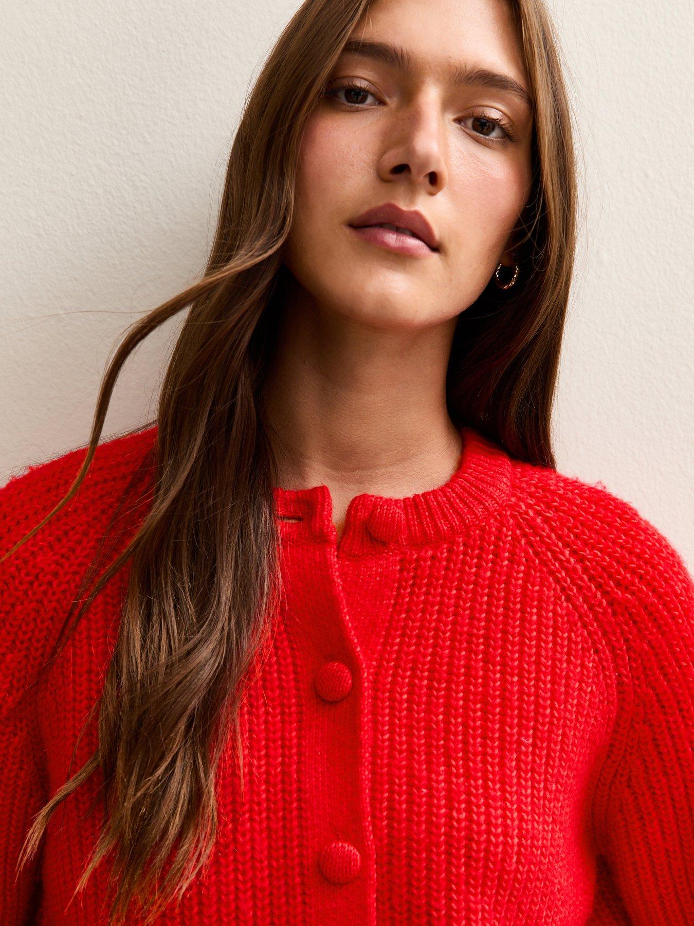 new-look-bright-red-ribbed-knit-raglan-sleeve-cardigandetail