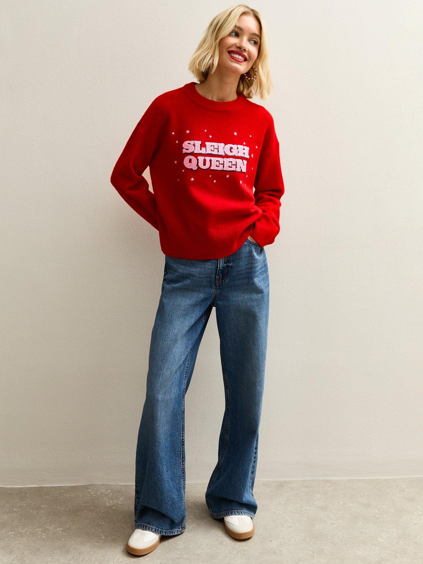 new-look-sequinned-sleigh-queen-christmas-jumper-redback