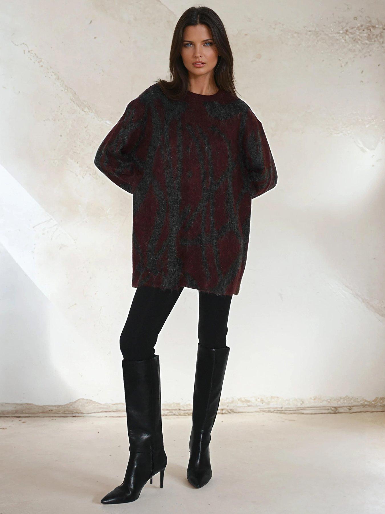 religion-maya-abstract-stripe-jumper-dress-grey