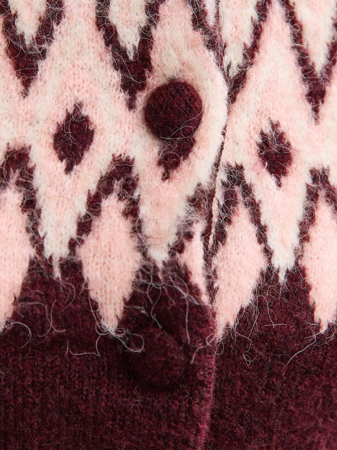 Image 6 of 6 of New Look Fairisle Crew Neck Cardigan - Red