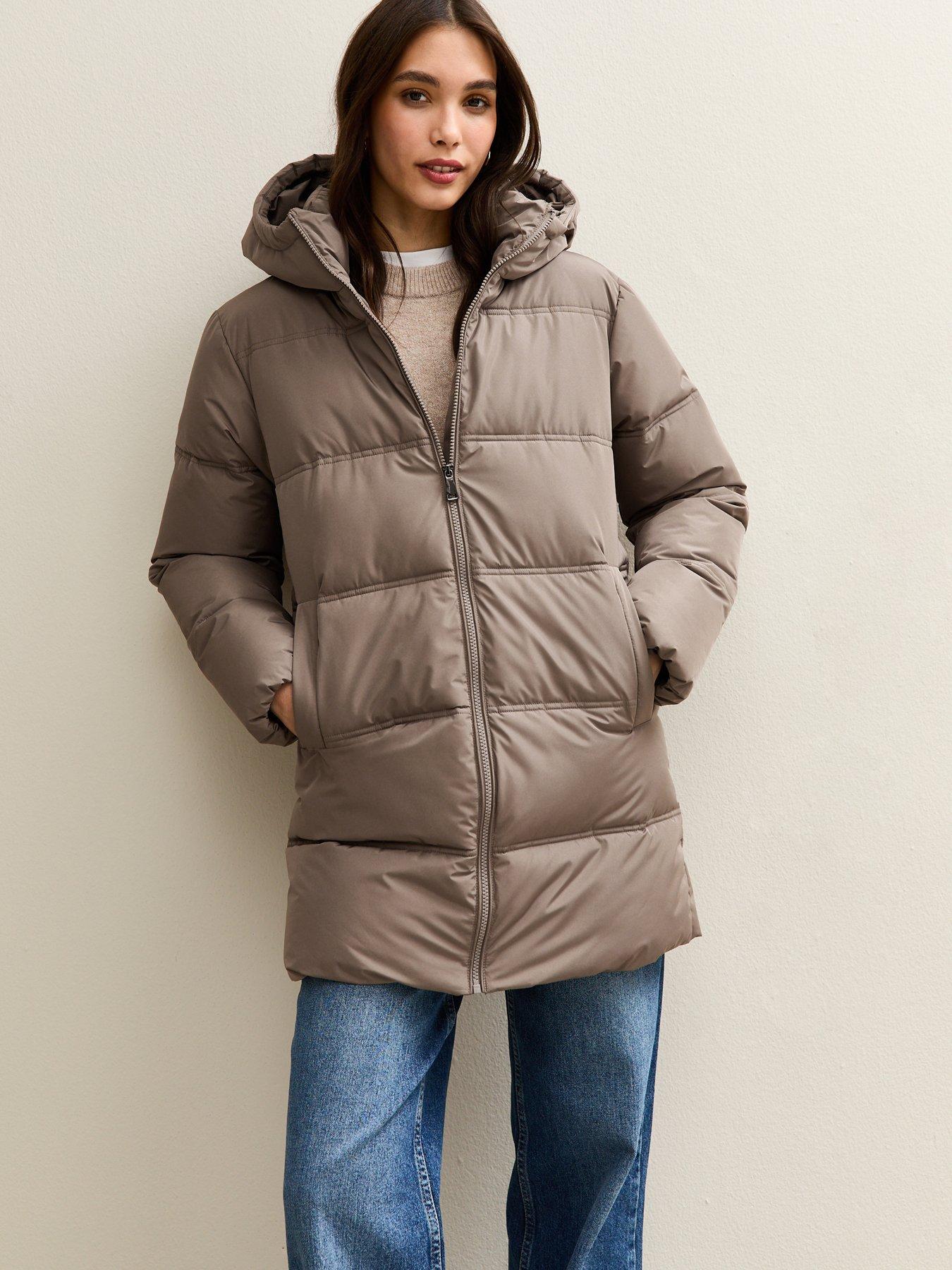 New Look Midi Length Padded Jacket - Mink