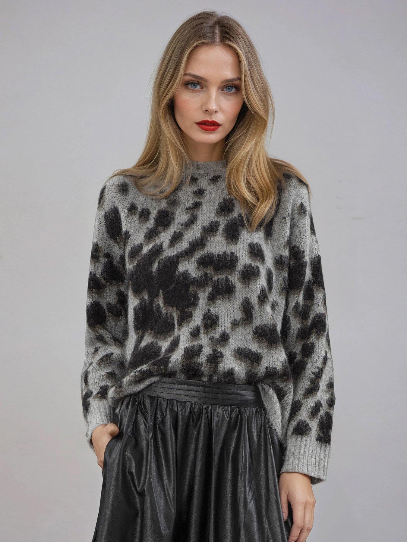 Religion Erin Crew Neck Animal Leopard Print Jumper - Animal