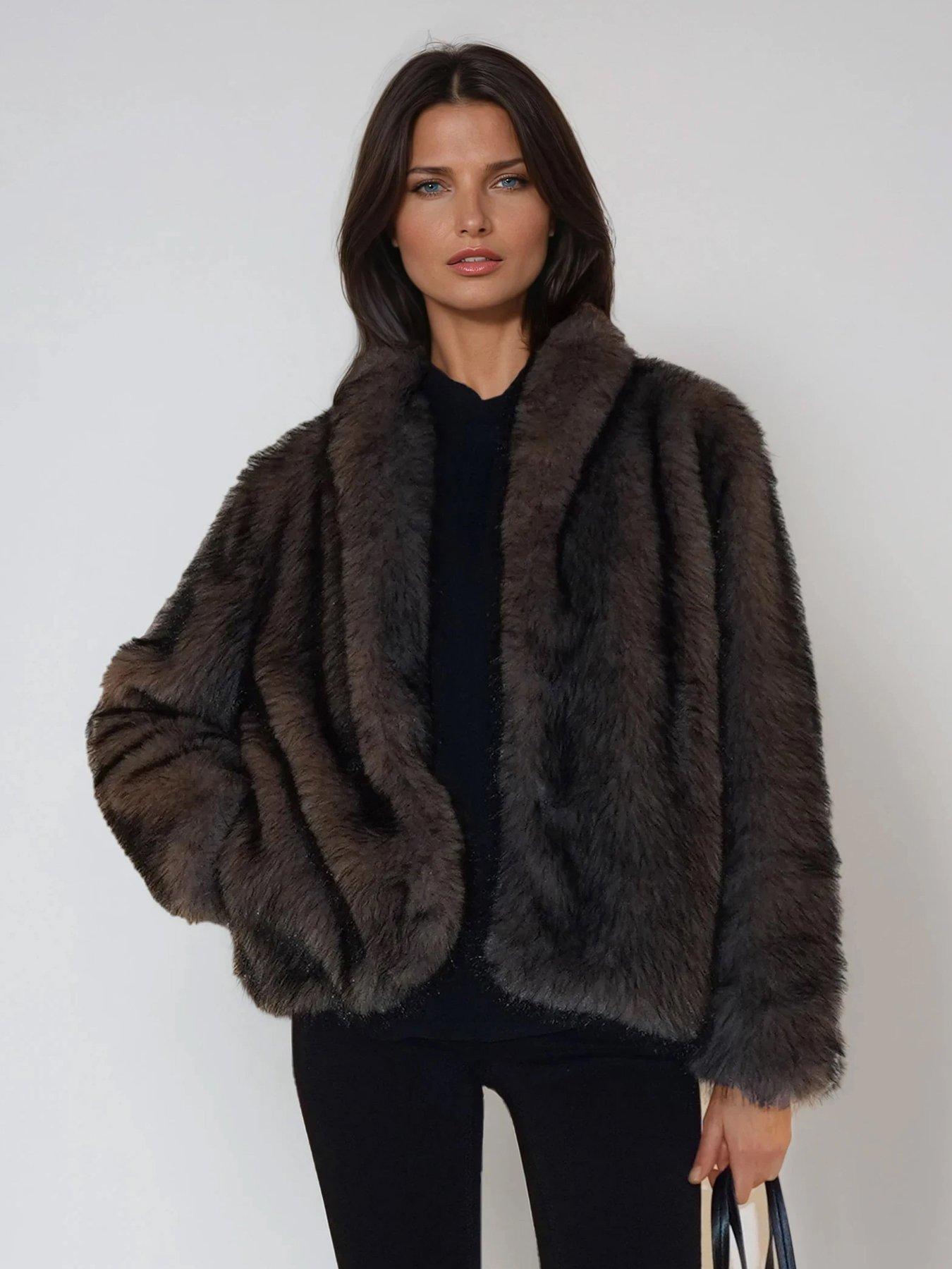 Religion Short Luna Faux Fur Coat - Brown | Very Ireland