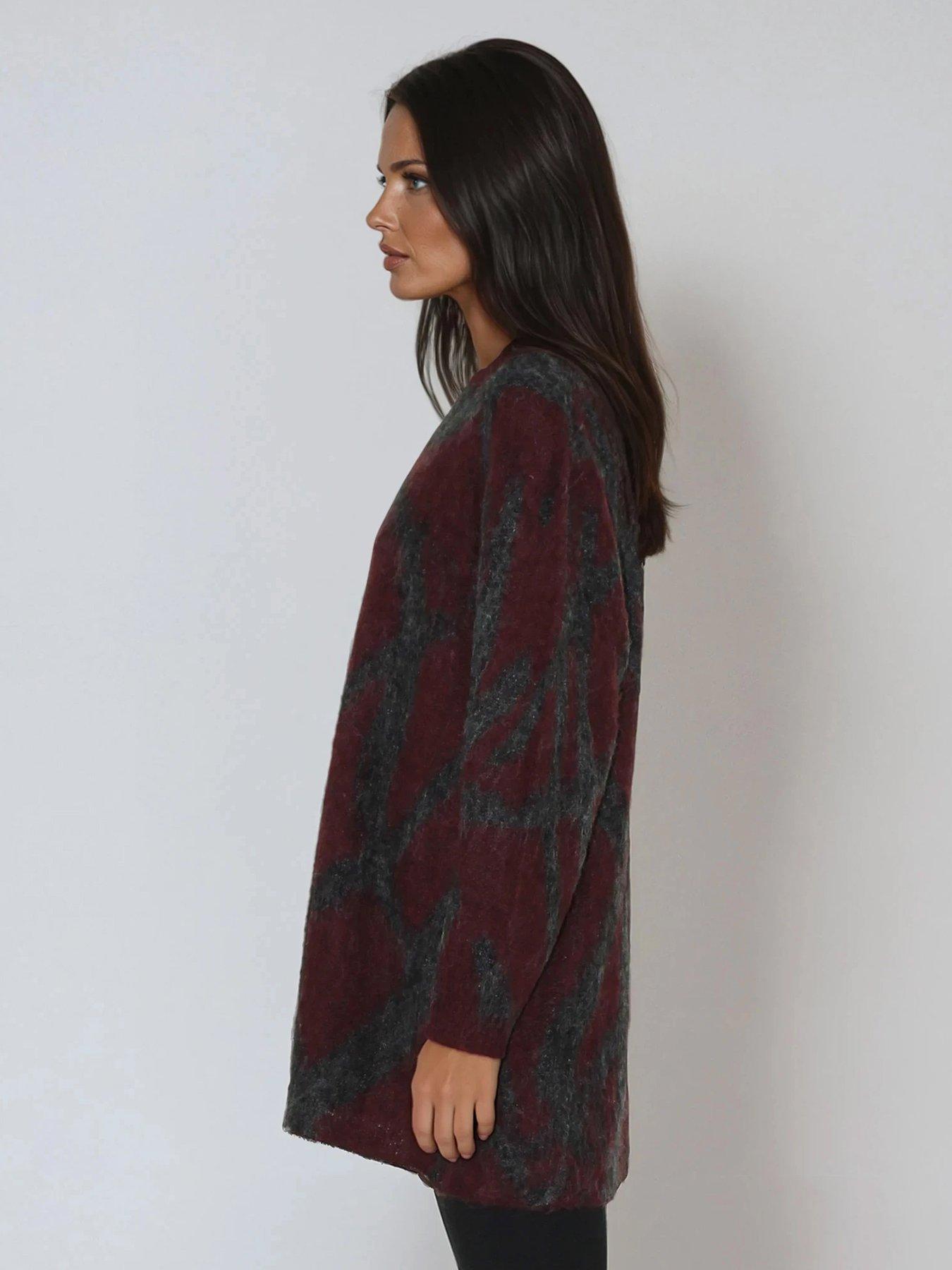 religion-maya-zip-through-abstract-stripe-jacquard-cardigan-greydetail