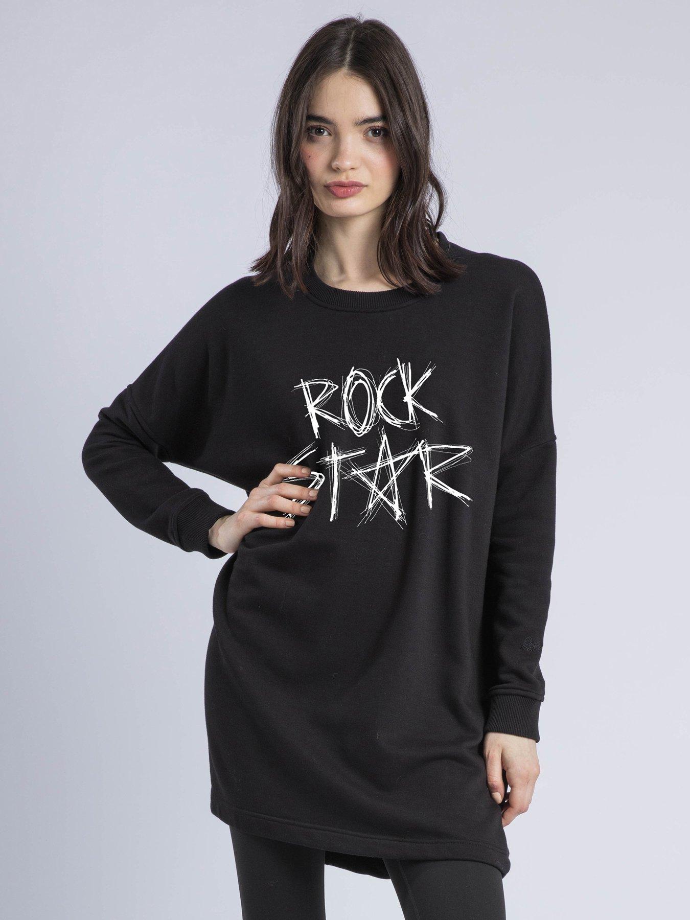 religion-flora-embroidered-slogan-sweat-tunic-dress-black