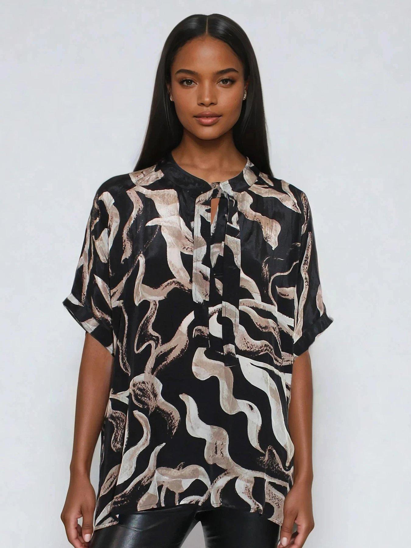 religion-oversized-glory-abstract-tunic-shirt-blackfront