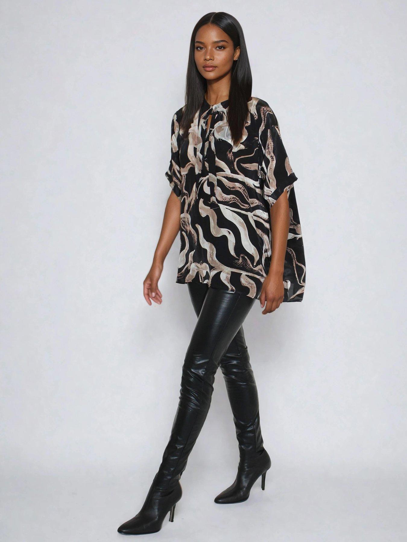 religion-oversized-glory-abstract-tunic-shirt-blackback