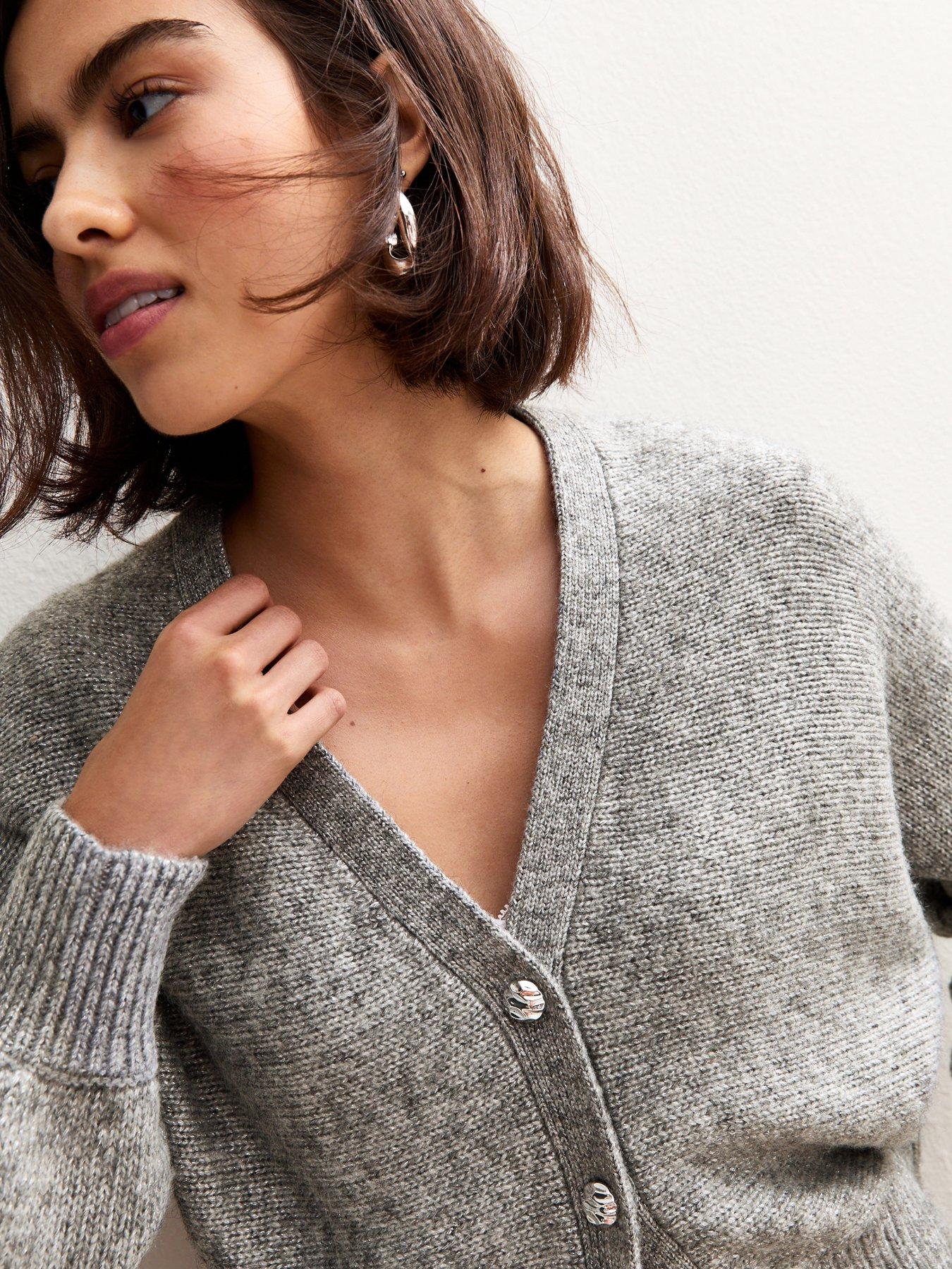 new-look-grey-metallic-knit-batwing-sleeve-cardigandetail