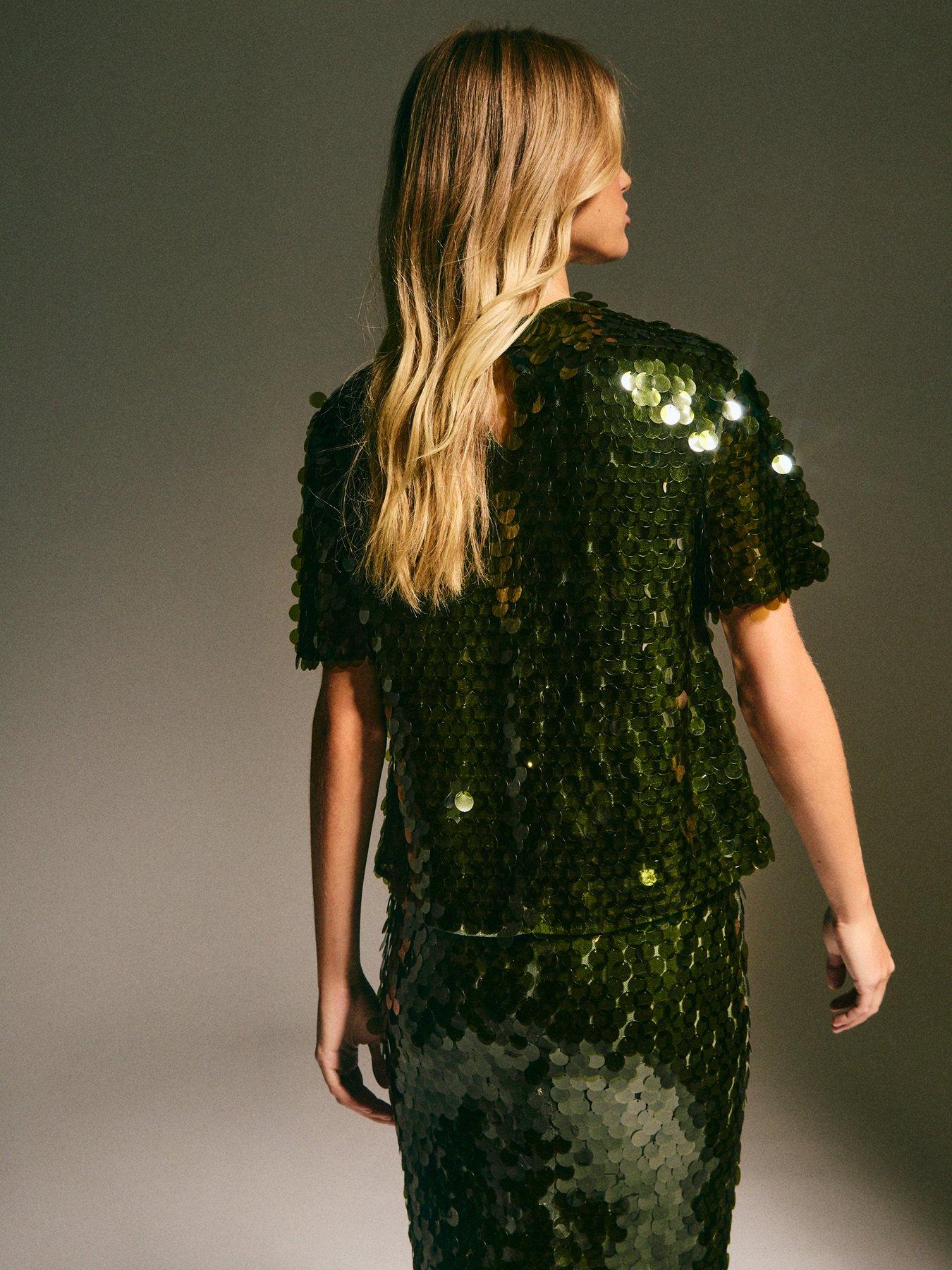 new-look-light-khaki-sequinned-short-sleeve-topstillFront