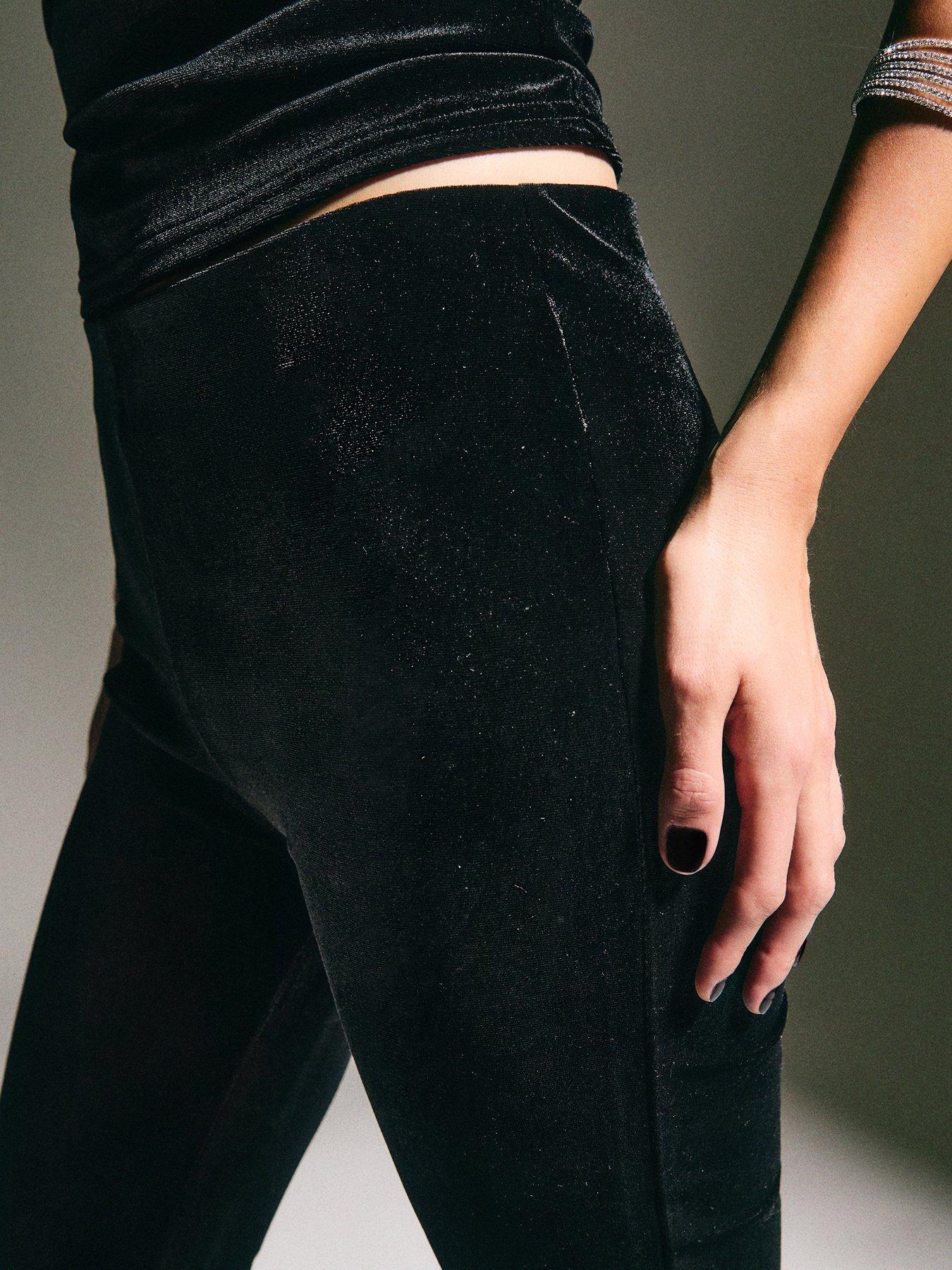 Image 4 of 5 of New Look Black Velvet Flared Trousers