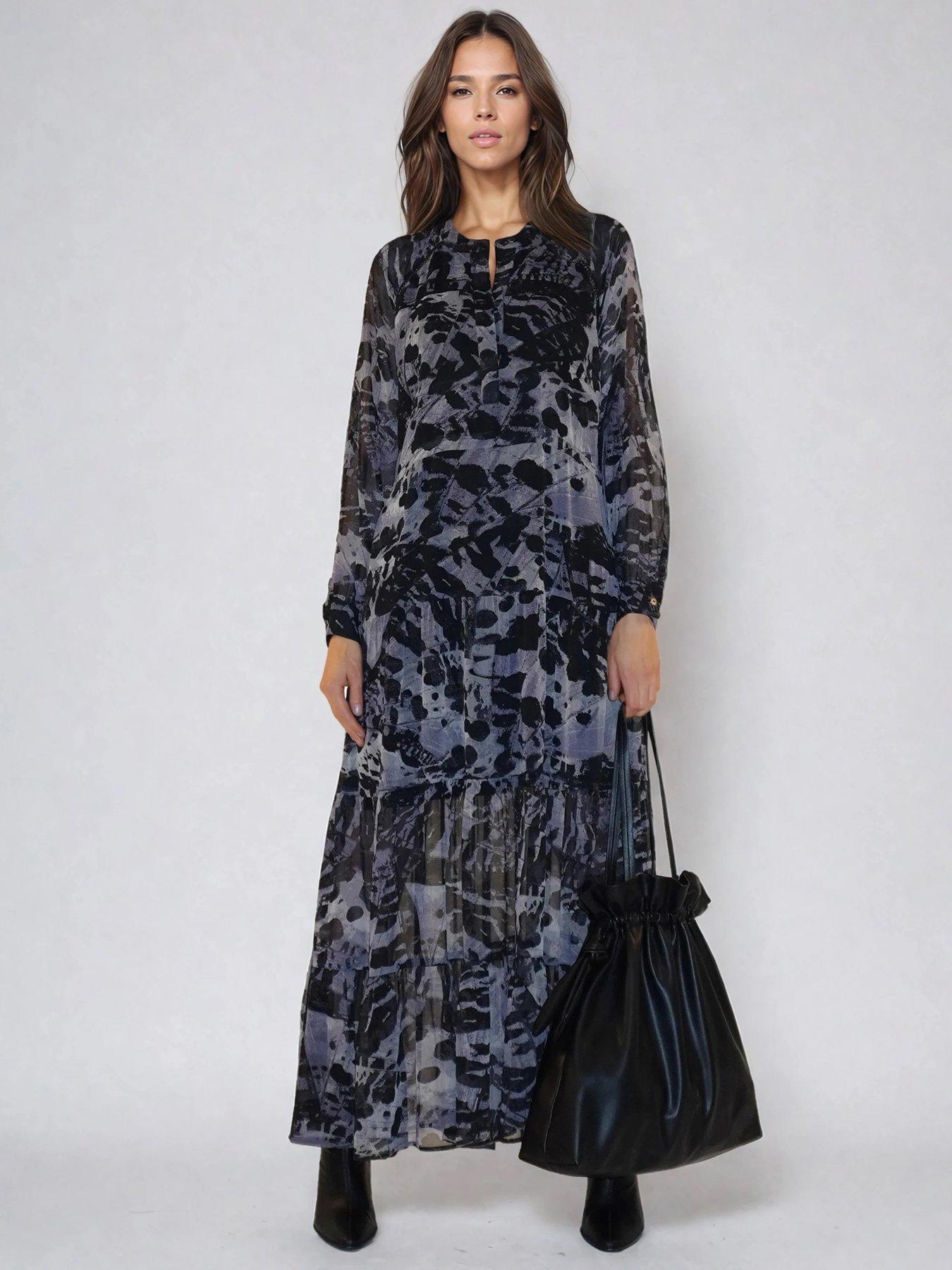 religion-loose-zoe-animal-print-maxi-dress-grey