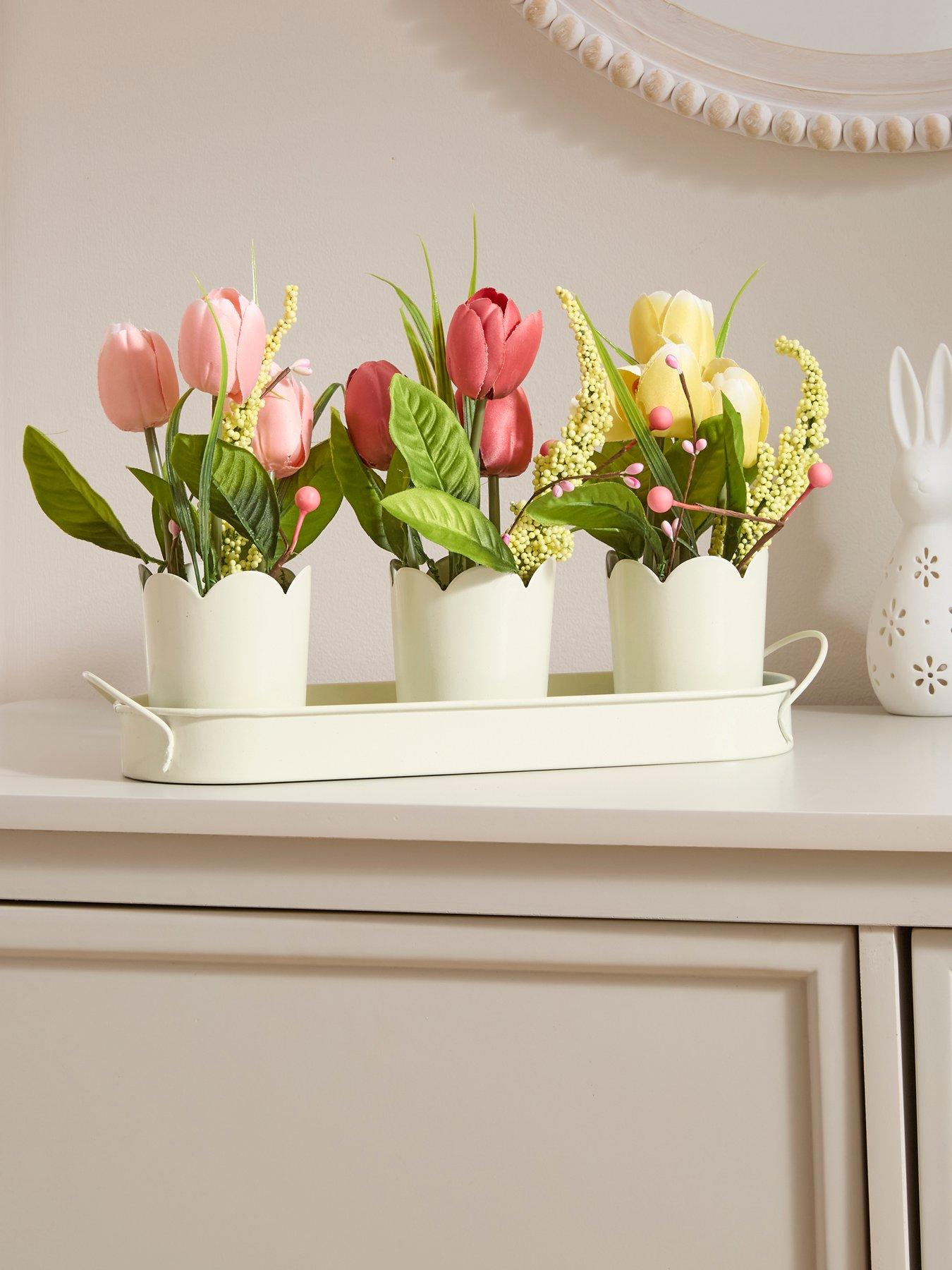The Very Collection set 3 faux tulip in pot