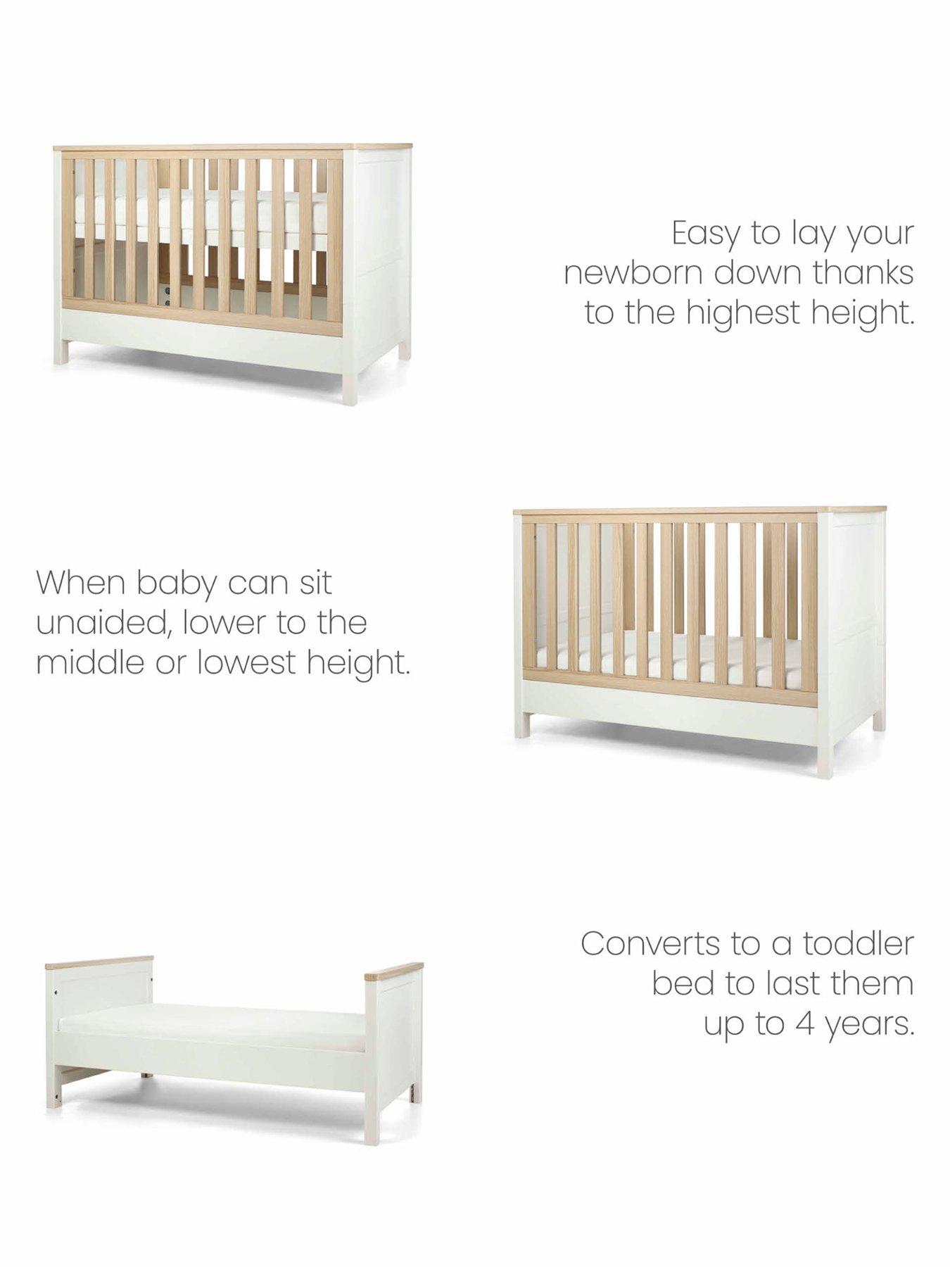 Mamas & Papas Harwell Convertible Cot Set (Convertible Cot  &  Dresser) - White Natural