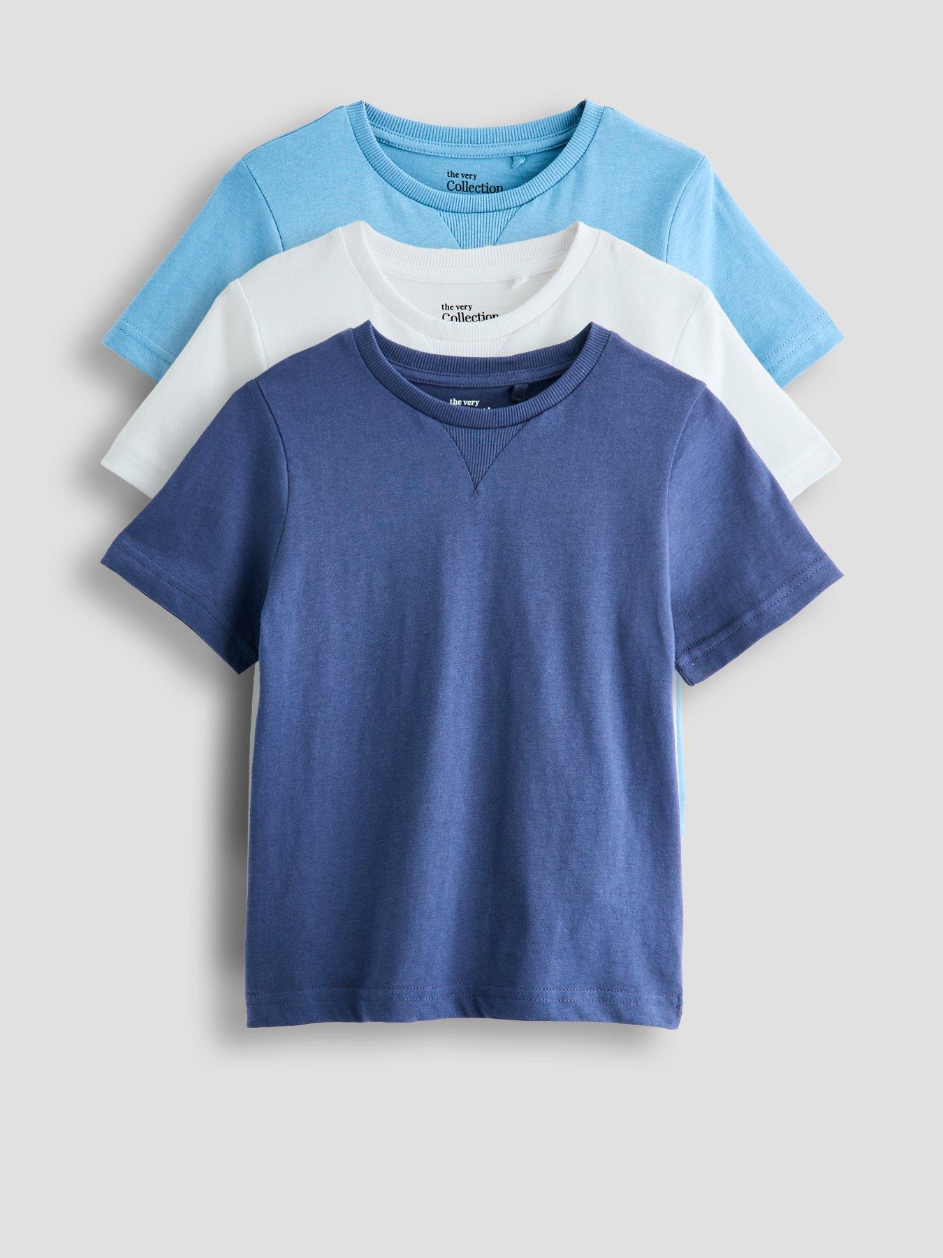 The Very Collection Boys Short Sleeve 3 Pack Dropped Shoulder Tshirt - Multi
