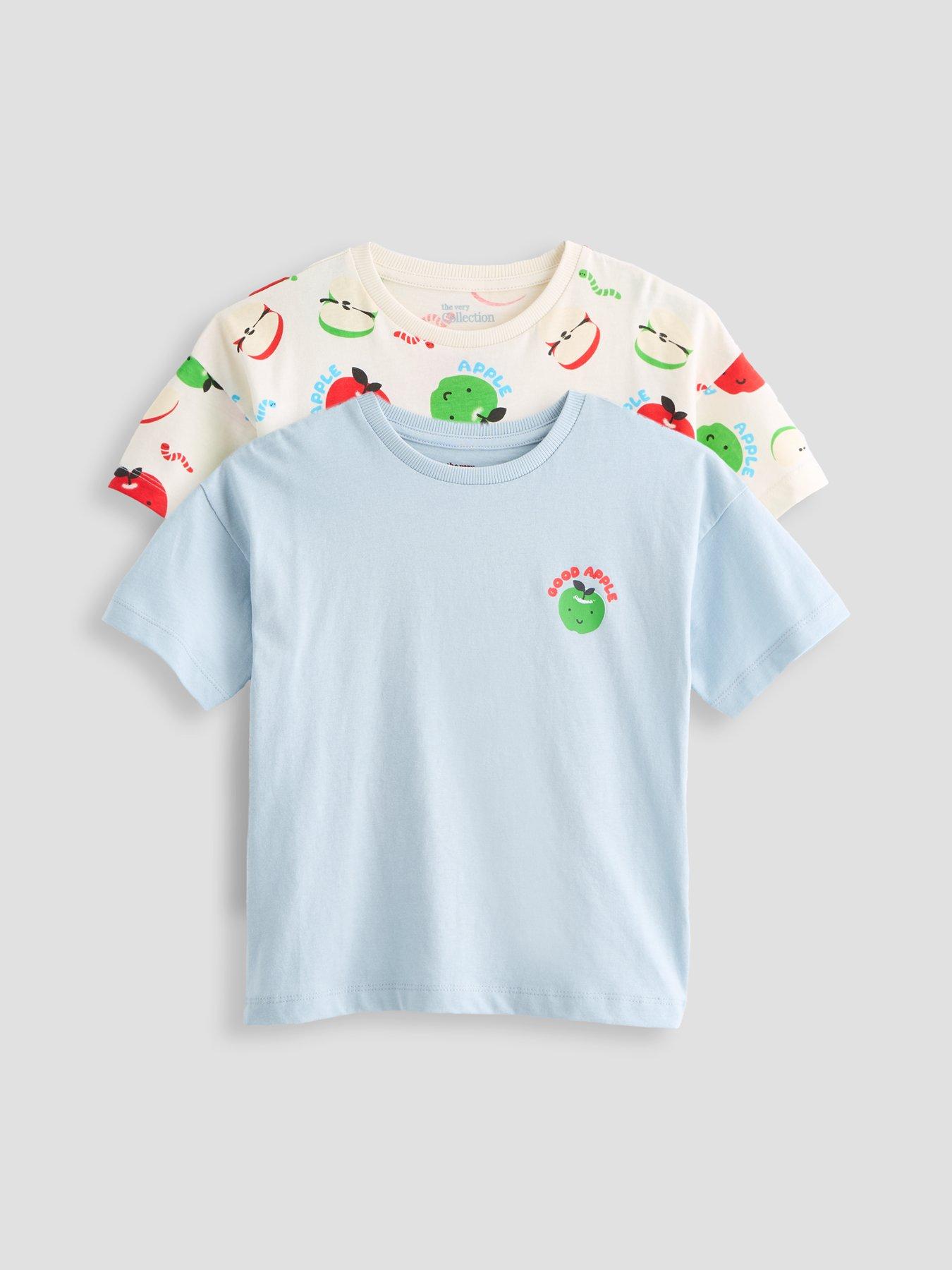 The Very Collection Boys 2 Pack Fruit Print Short Sleeve Tshirts - Blue