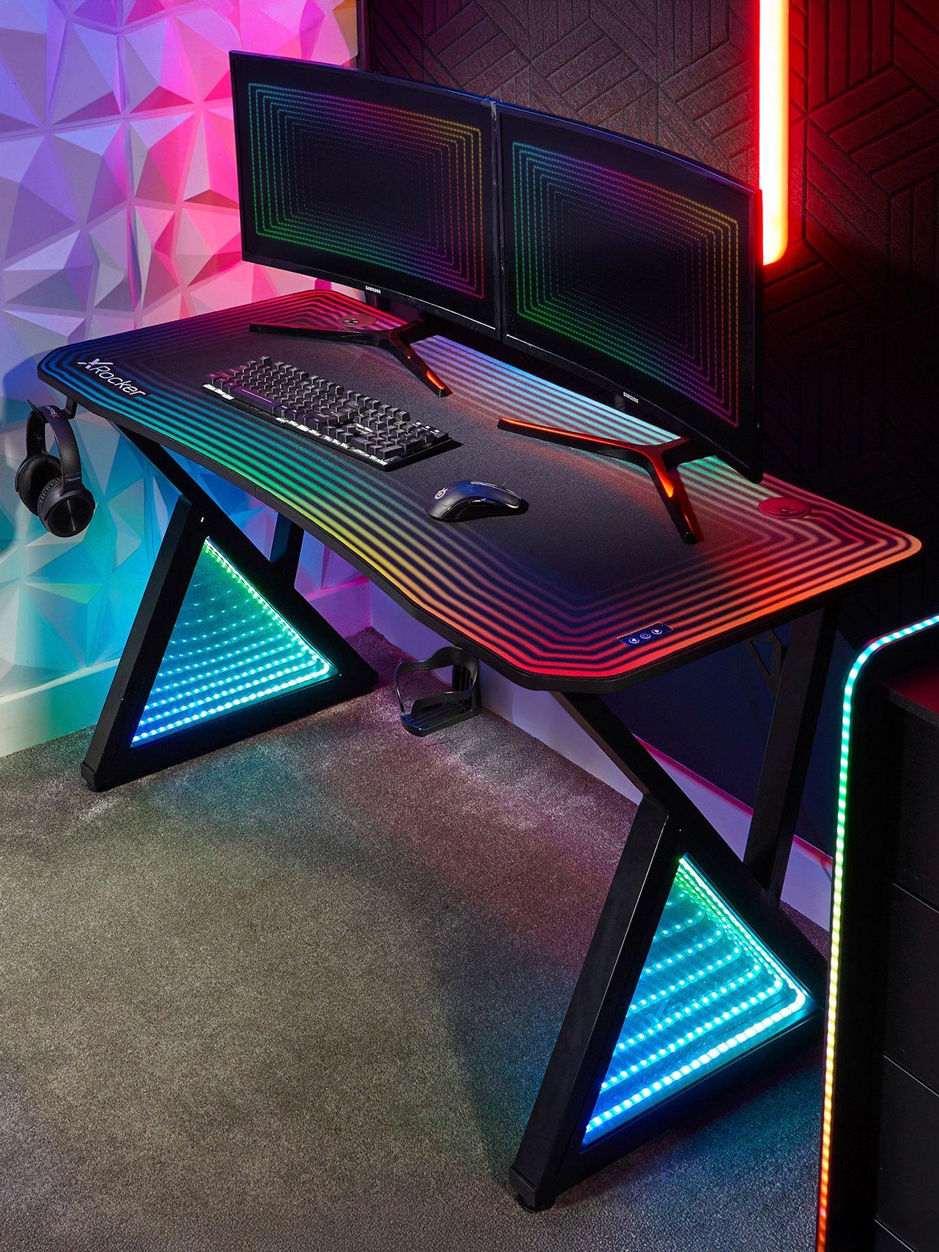 X Rocker X Rocker Infinity RGB 140cm App-Controlled LED Gaming Desk with Full Mousepad - Carbon Black