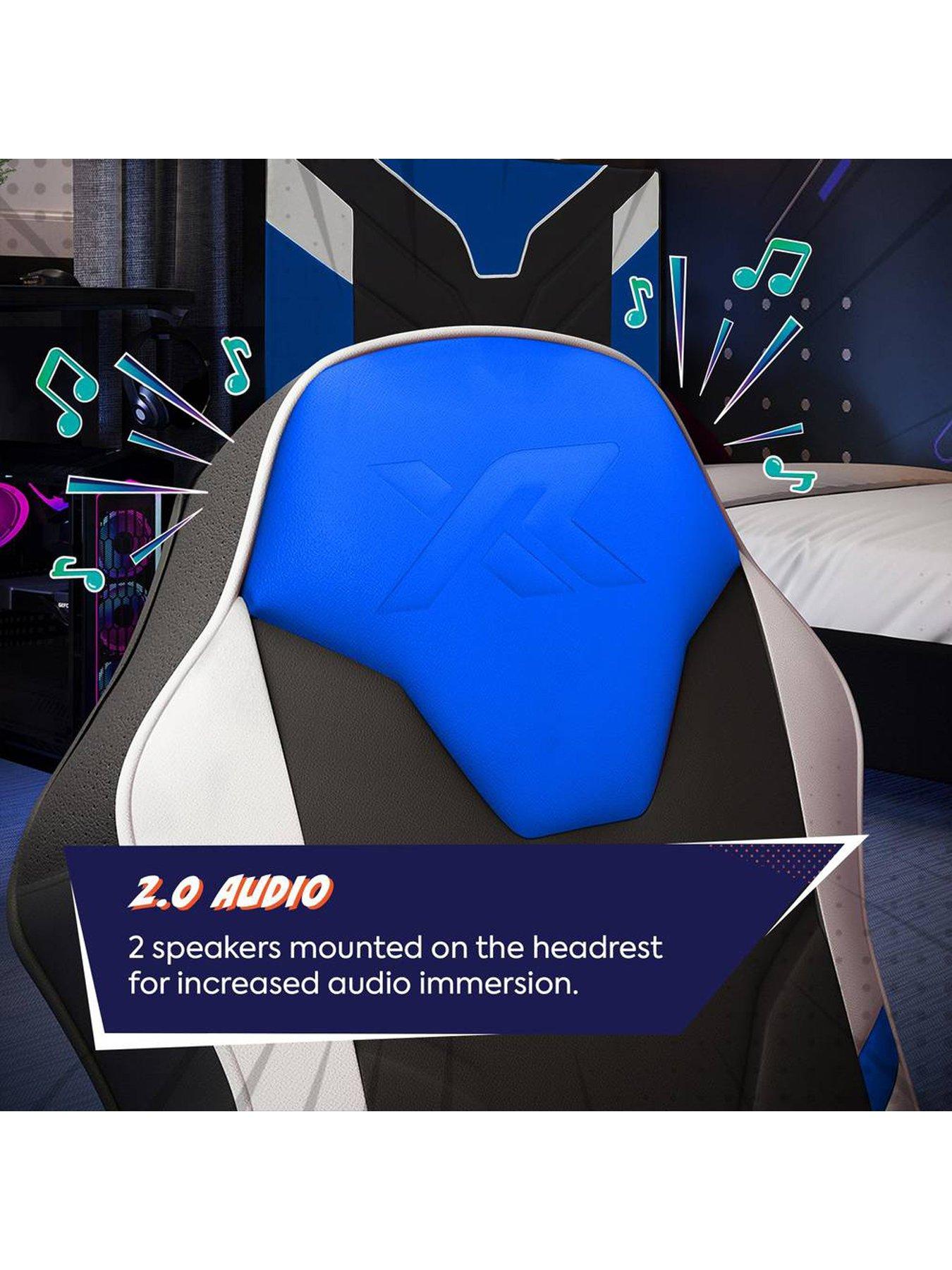 Image 6 of 7 of X Rocker X Rocker Shadow 2.0 Audio Floor Rocker Gaming Chair for Kids - Blue / Black