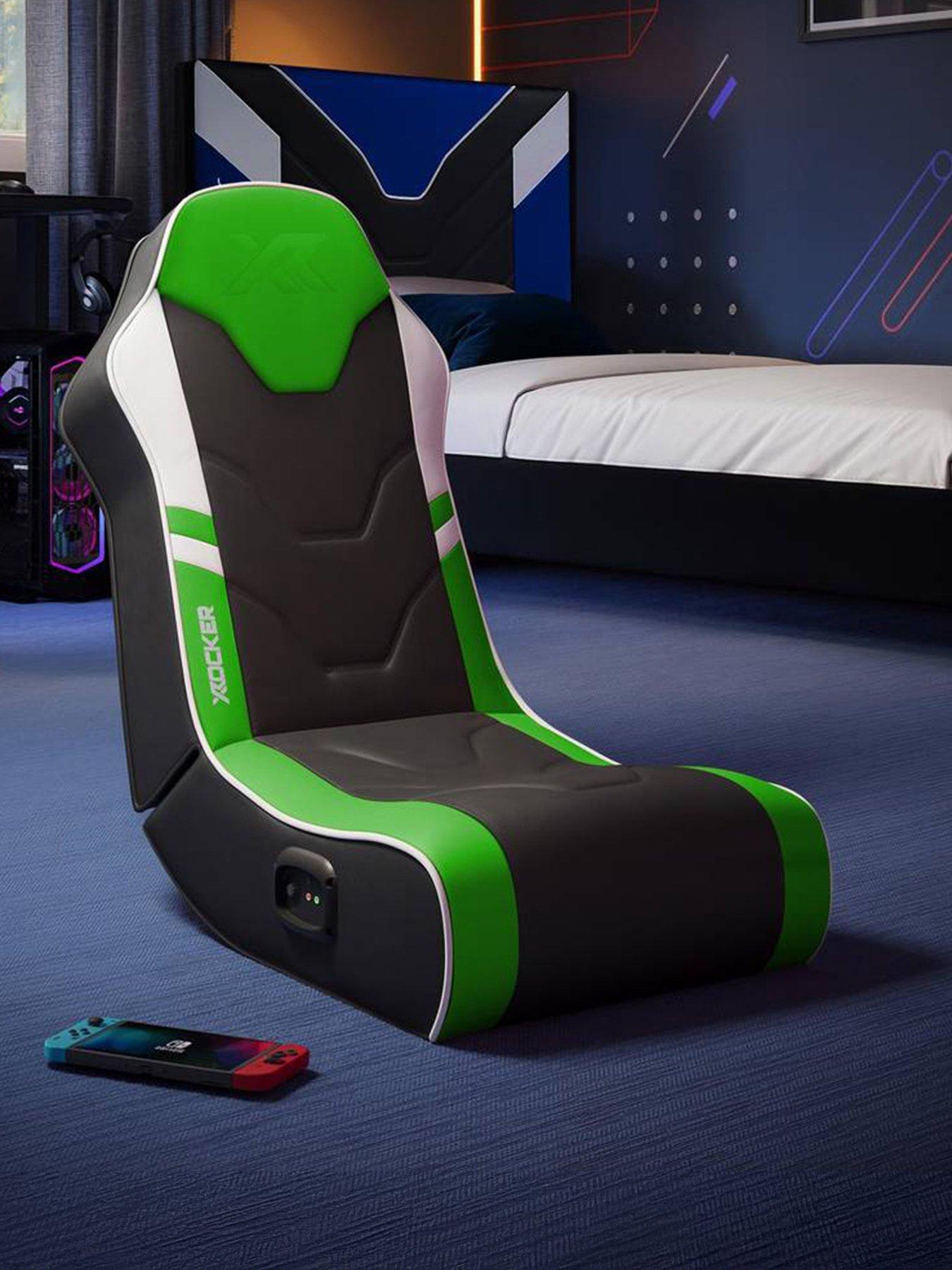 Image 1 of 7 of X Rocker X Rocker Shadow 2.0 Audio Floor Rocker Gaming Chair for Kids - Green / Black