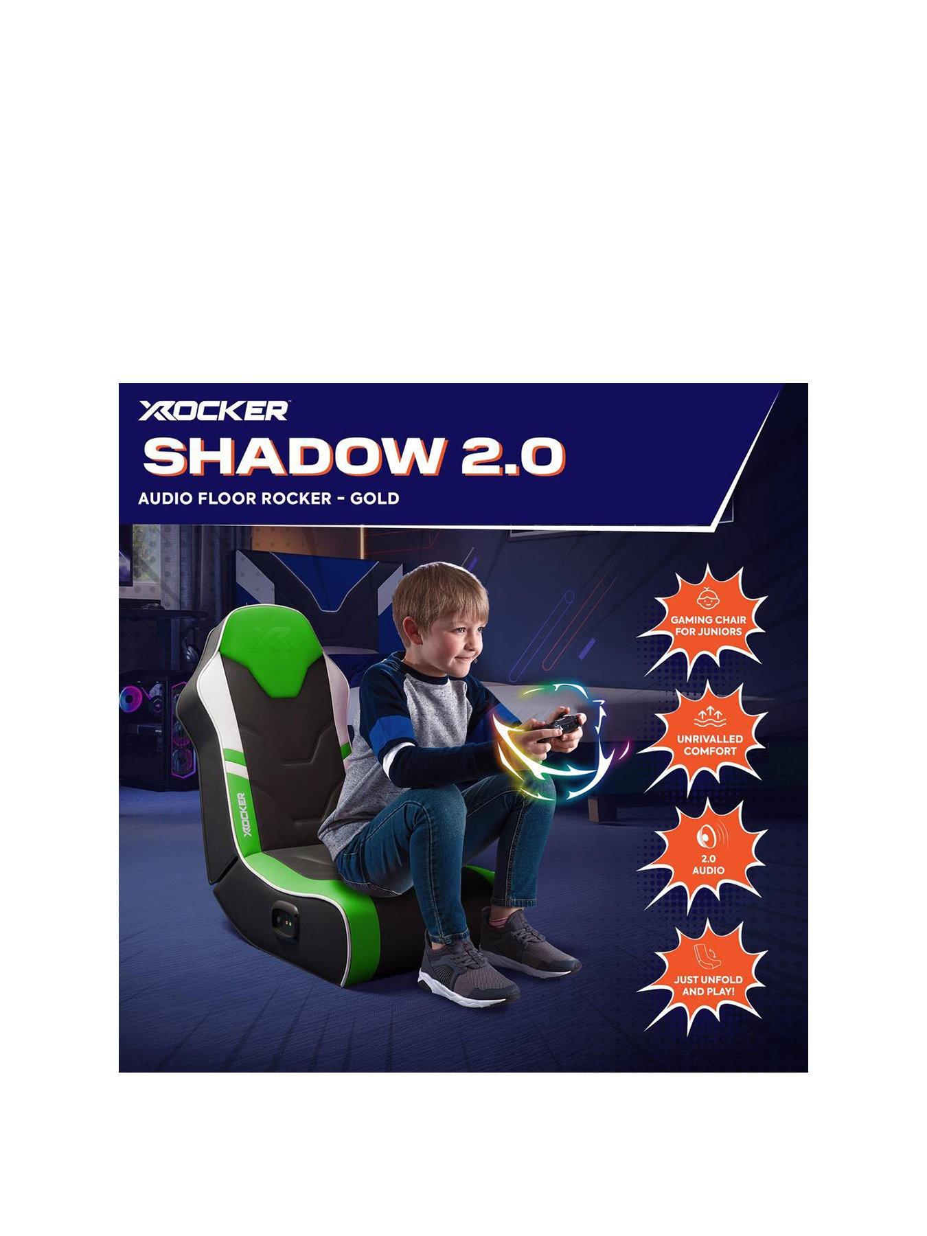 Image 2 of 7 of X Rocker X Rocker Shadow 2.0 Audio Floor Rocker Gaming Chair for Kids - Green / Black