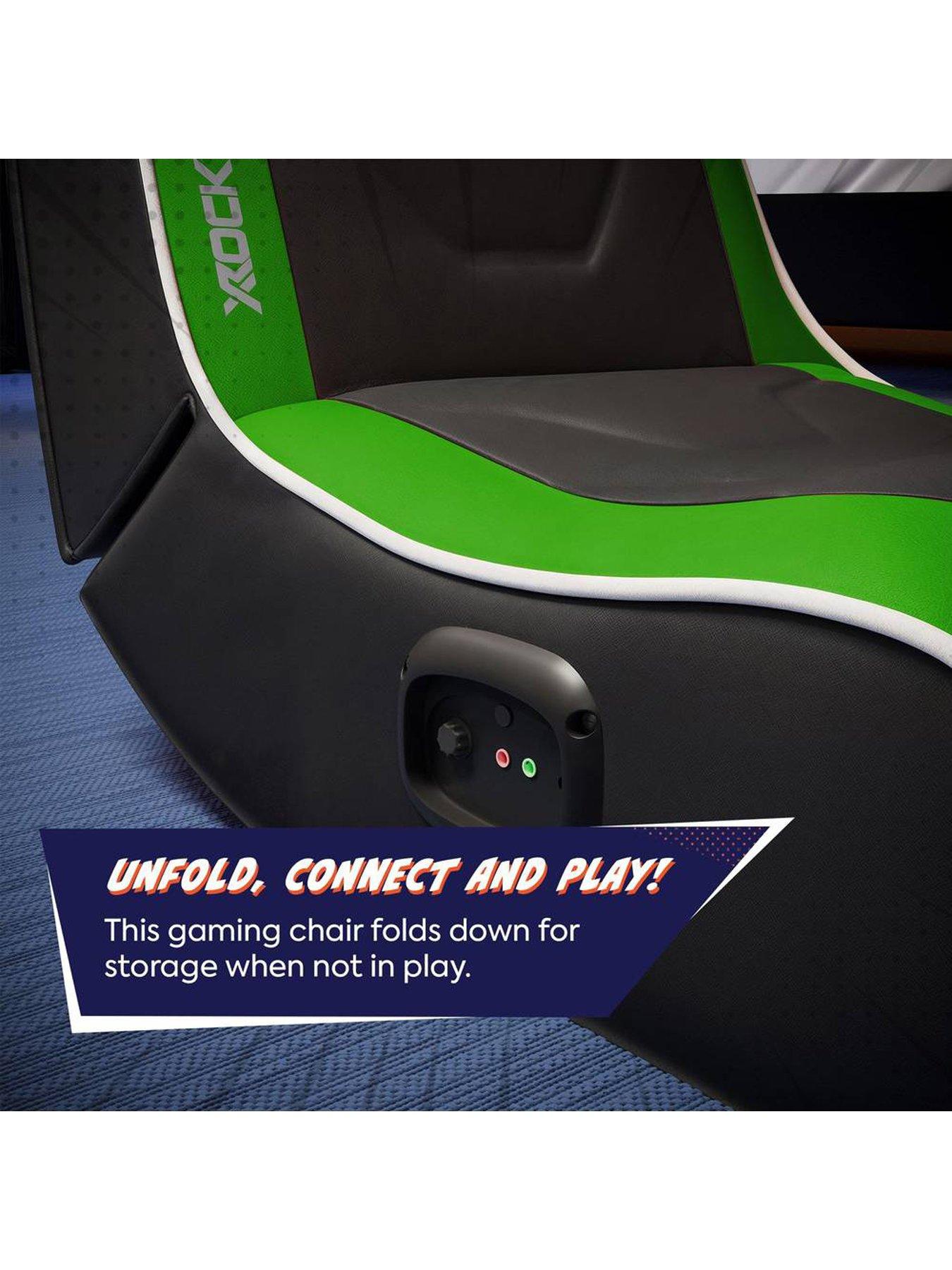 Image 3 of 7 of X Rocker X Rocker Shadow 2.0 Audio Floor Rocker Gaming Chair for Kids - Green / Black