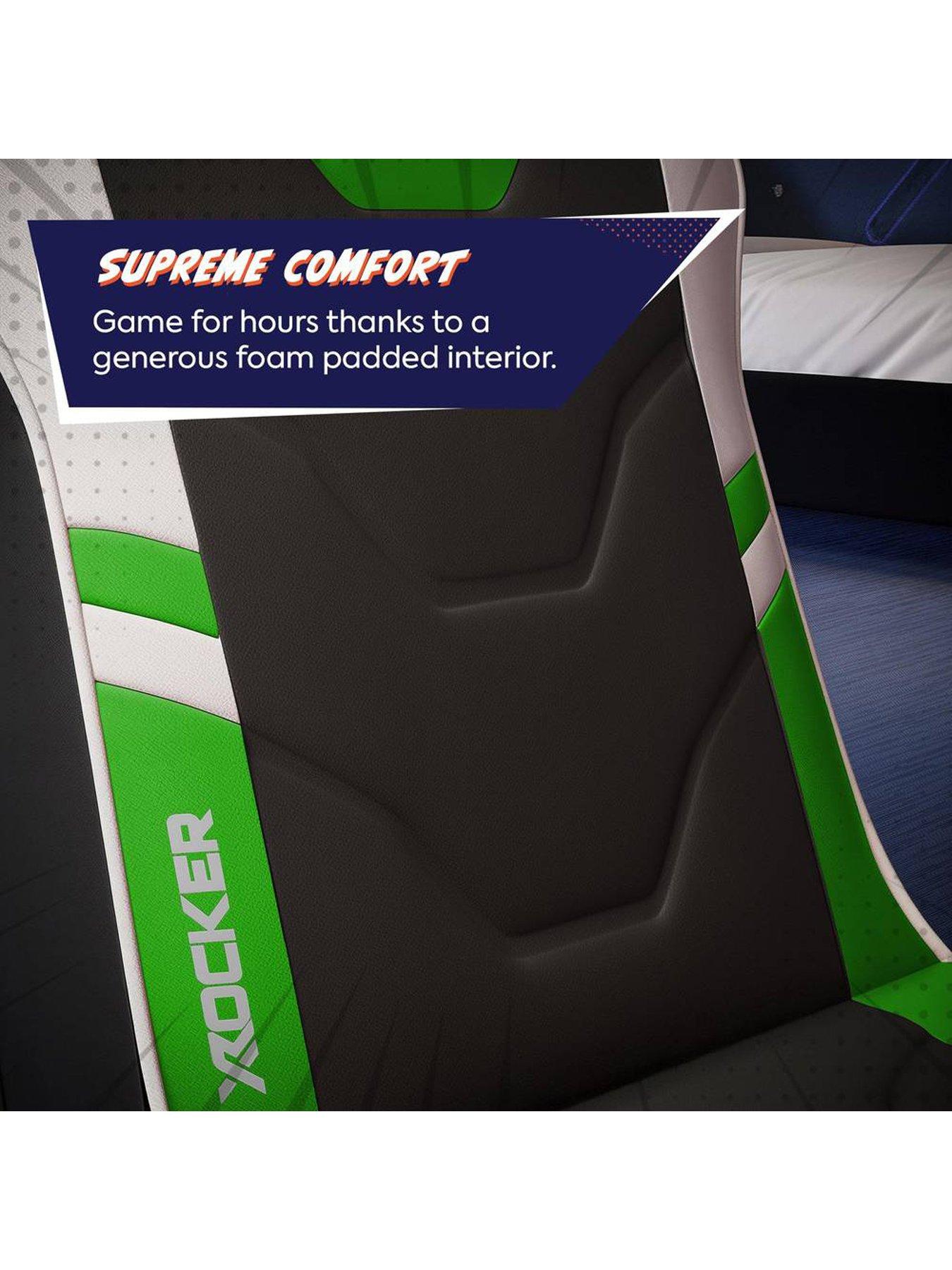 Image 4 of 7 of X Rocker X Rocker Shadow 2.0 Audio Floor Rocker Gaming Chair for Kids - Green / Black