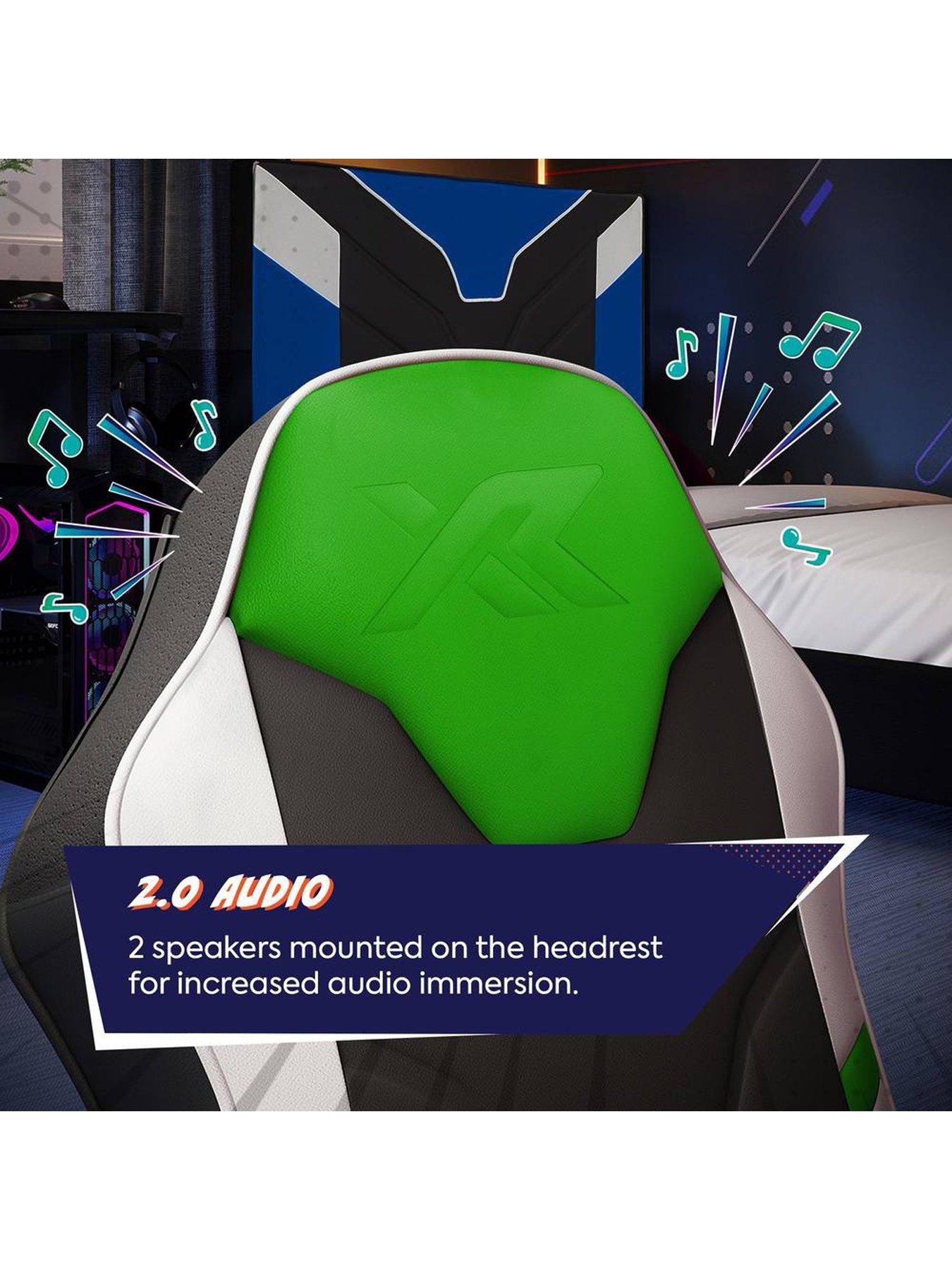 Image 5 of 7 of X Rocker X Rocker Shadow 2.0 Audio Floor Rocker Gaming Chair for Kids - Green / Black