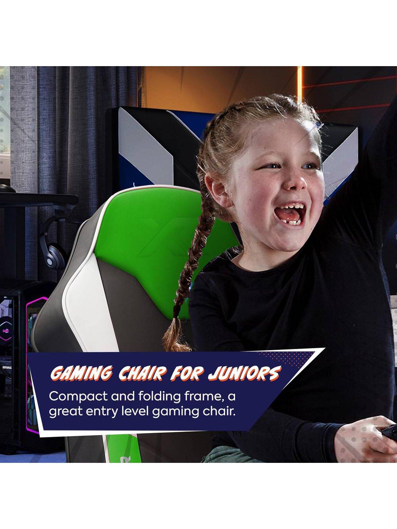 Image 6 of 7 of X Rocker X Rocker Shadow 2.0 Audio Floor Rocker Gaming Chair for Kids - Green / Black