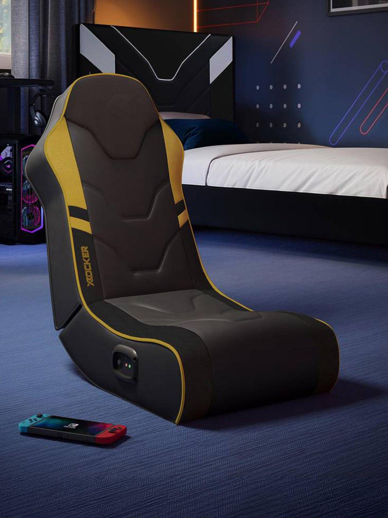 Image 1 of 7 of X Rocker X Rocker Shadow 2.0 Audio Floor Rocker Gaming Chair for Kids - Gold / Black