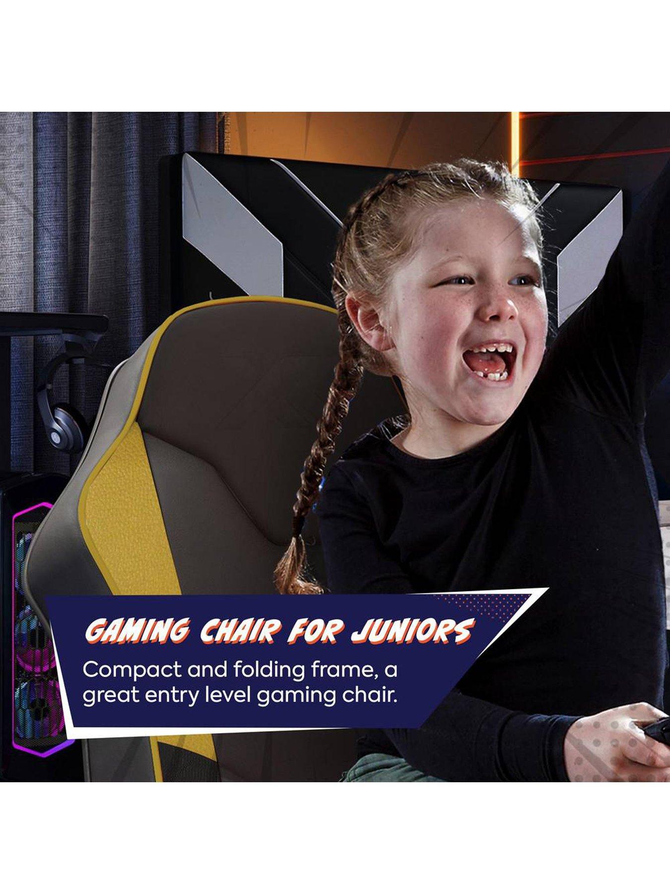 Image 6 of 7 of X Rocker X Rocker Shadow 2.0 Audio Floor Rocker Gaming Chair for Kids - Gold / Black