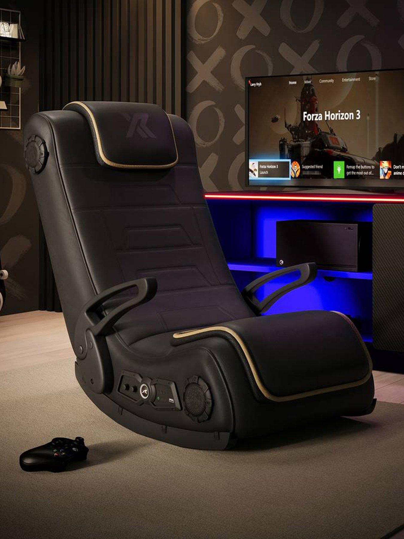 Image 1 of 7 of X Rocker X Rocker Sentinel 4.1 Bluetooth Audio Floor Rocker Gaming Chair - Black / Gold